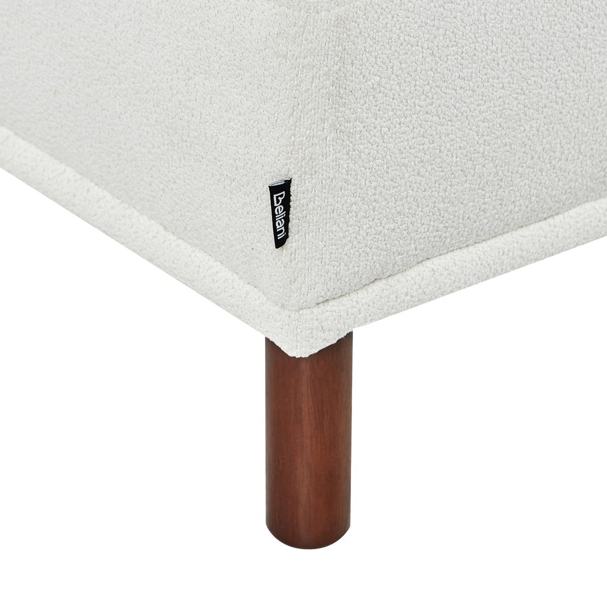 OTTOMANE Weiß Holt - Weiß/Braun, Textil (112/44/67cm) - Beliani
