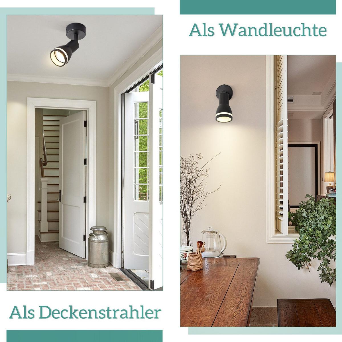 DECKENSTRAHLER Macleod 1-flammig 6/6/15.7cm - Schwarz, Metall (6/6/15.7cm) - Nettlife