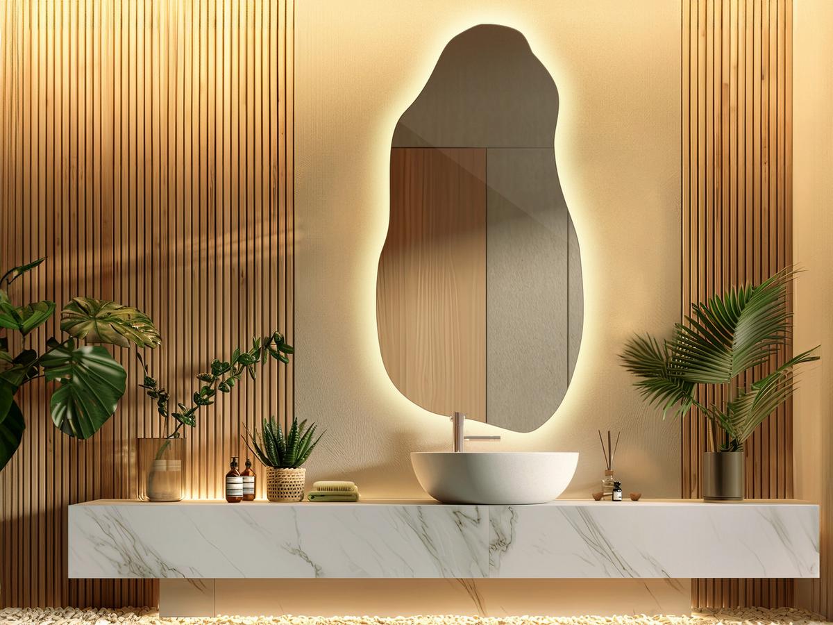 LED-SPIEGEL 40x80 cm Warmweiß 3000K - Gelb, Glas (80/40/0.4cm) - TULUP