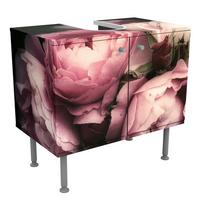 WASCHBECKENUNTERSCHRANK Pfingstrosen vor Schwarz Shabby 60/55/35 cm - Rosa, Holzwerkstoff (60/55/35cm) - Bilderwelten