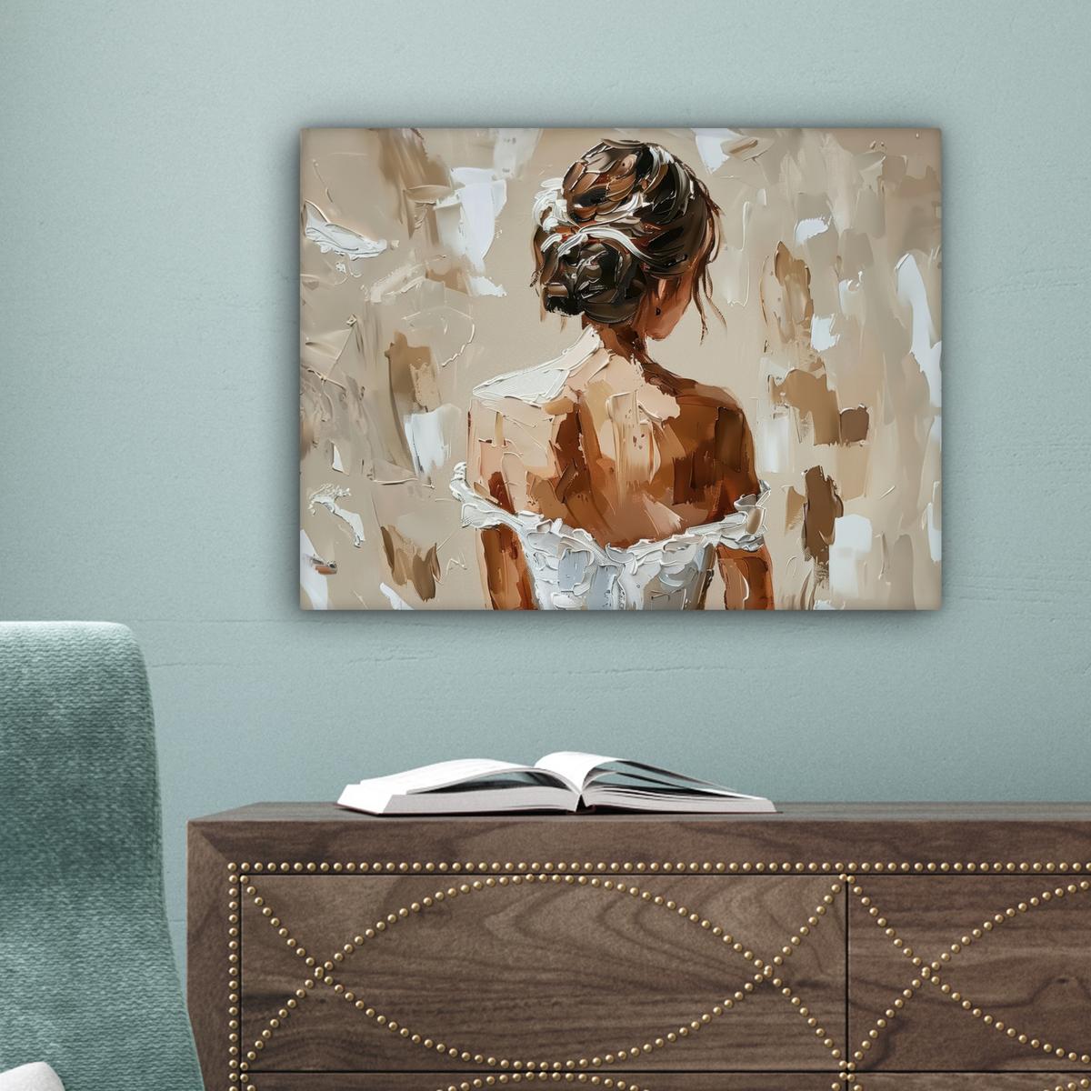 LEINWANDBILD Frau - Farbe - Abstrakt - Beige - Modern Wandbild 40x30 cm - Sandfarben, Textil (40/30cm) - MuchoWow
