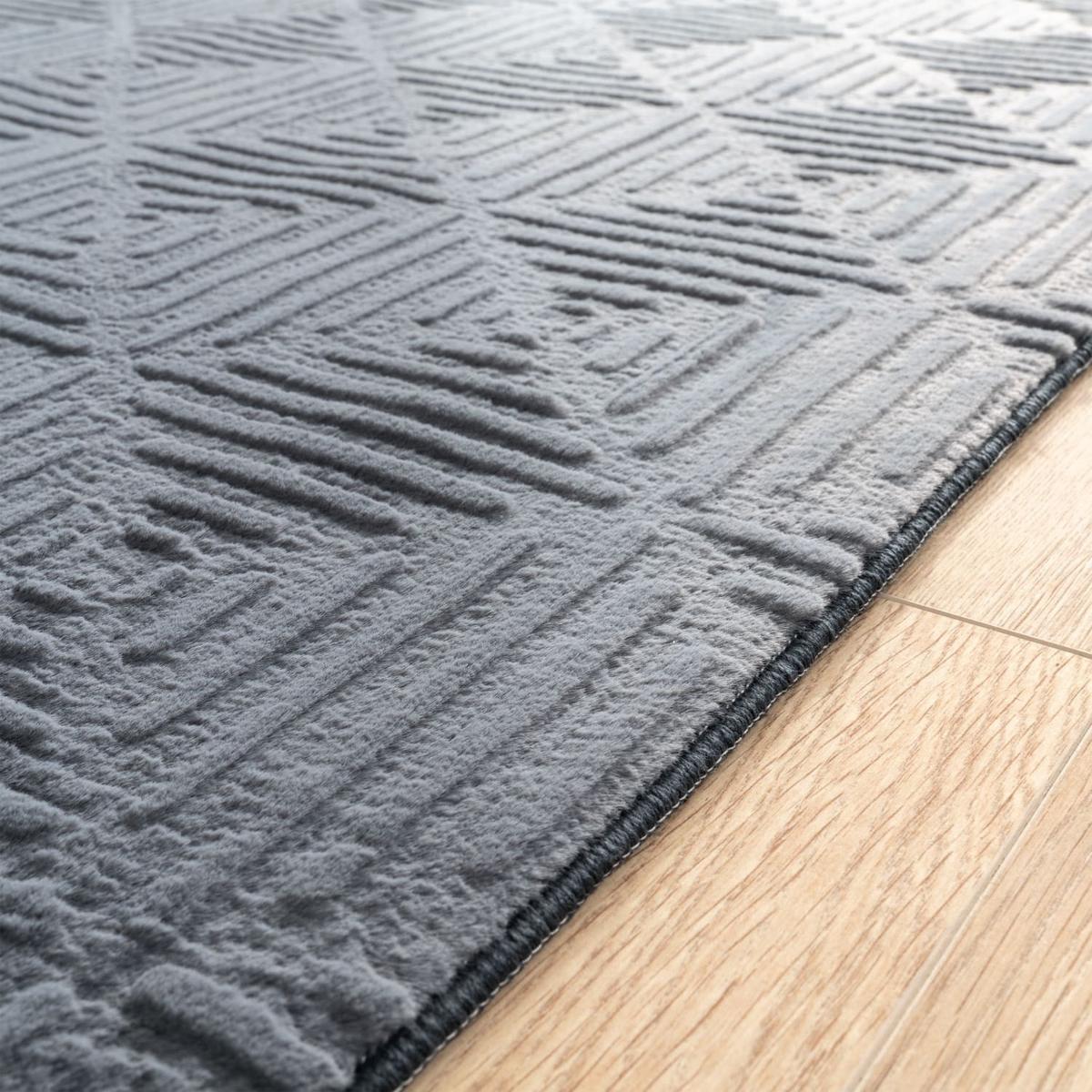 FLACHWEBETEPPICH Boho Anthrazit 120 x 160 cm - Anthrazit, Kunststoff (120/160cm) - TT Home