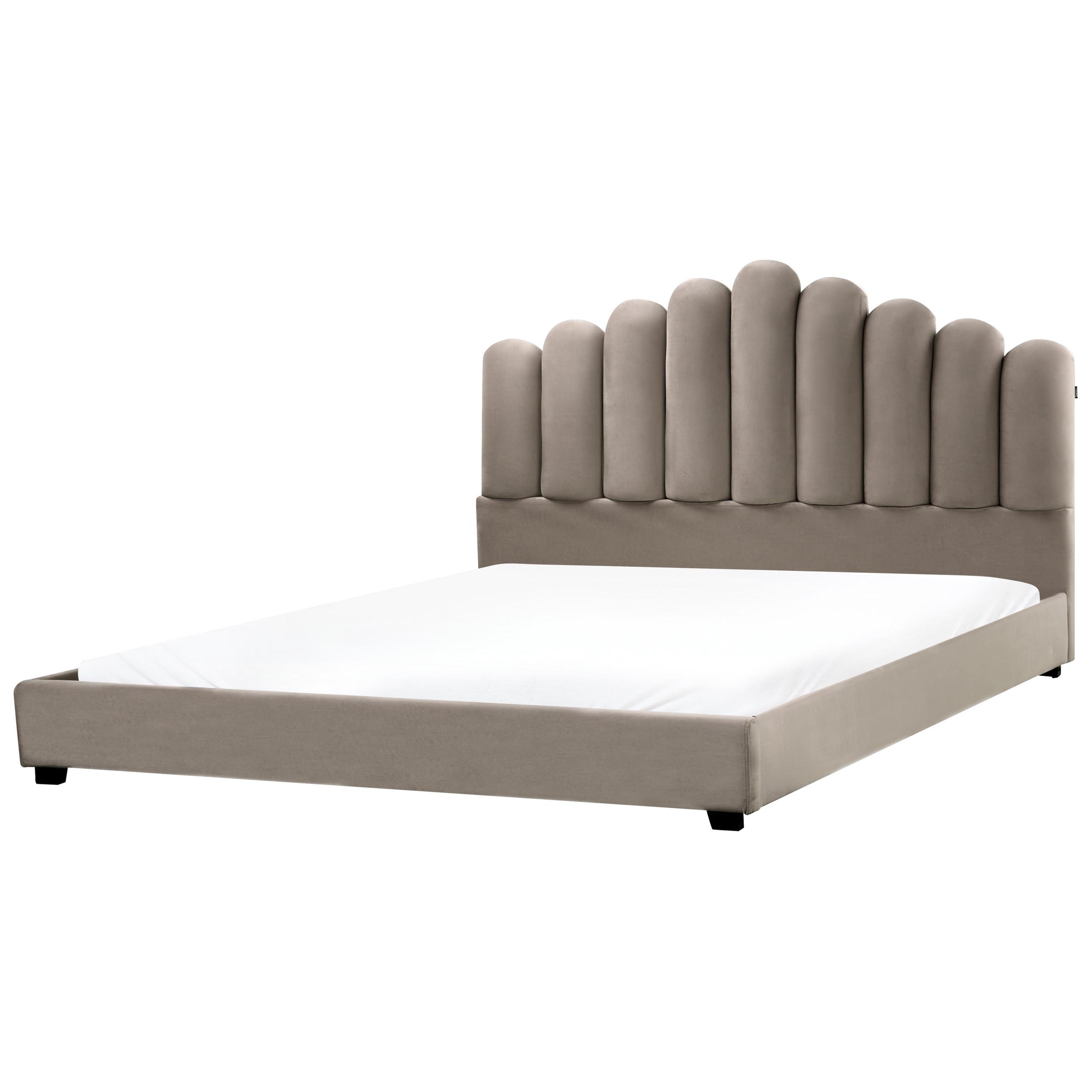 BETT mit Lattenrost 180/200 cm Taupe Vincennes - Taupe/Schwarz, Textil (180/200cm) - Beliani