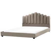 BETT mit Lattenrost 180/200 cm Taupe Vincennes - Taupe/Schwarz, Textil (180/200cm) - Beliani
