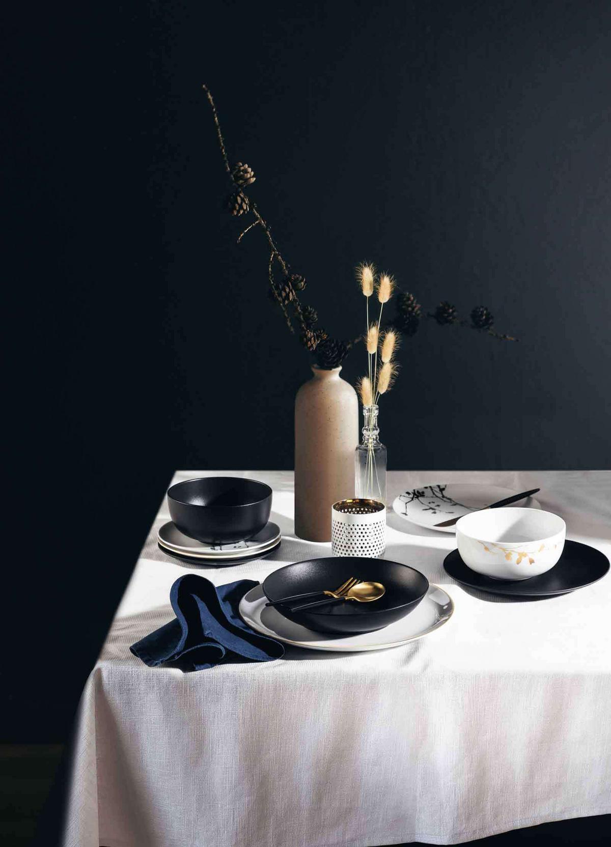 EINSTEIGER-SET Liberty Velvet Black schwarz 8-tlg. - Schwarz, Keramik (2/2/2cm) - Seltmann Weiden