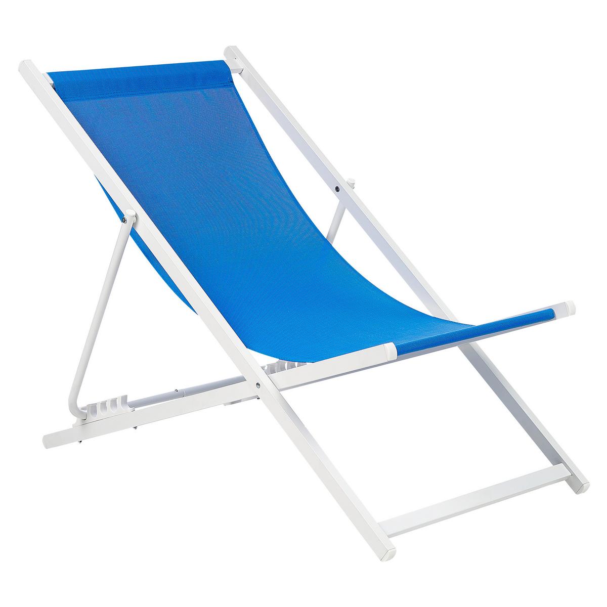 GARTENLIEGE weiß/blau Locri II - Blau/Weiß, Metall (60/79/95cm) - Beliani