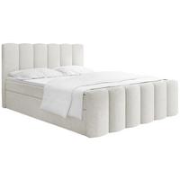 BOXBETT Serenity mit Bettkasten, Weiß Chenille 120x200 cm – inkl. H4 Taschenfederkern Matratze & Foam Topper - Schwarz/Weiß, Holz/Holzwerkstoff (120/200cm) - WFL GROUP