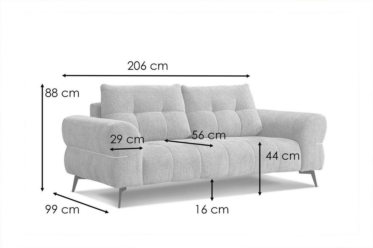 SOFA SALVINI 2,5-Sitzer, dunkelbeige - Beige, Holz/Textil (206/88/99cm) - Wozimo