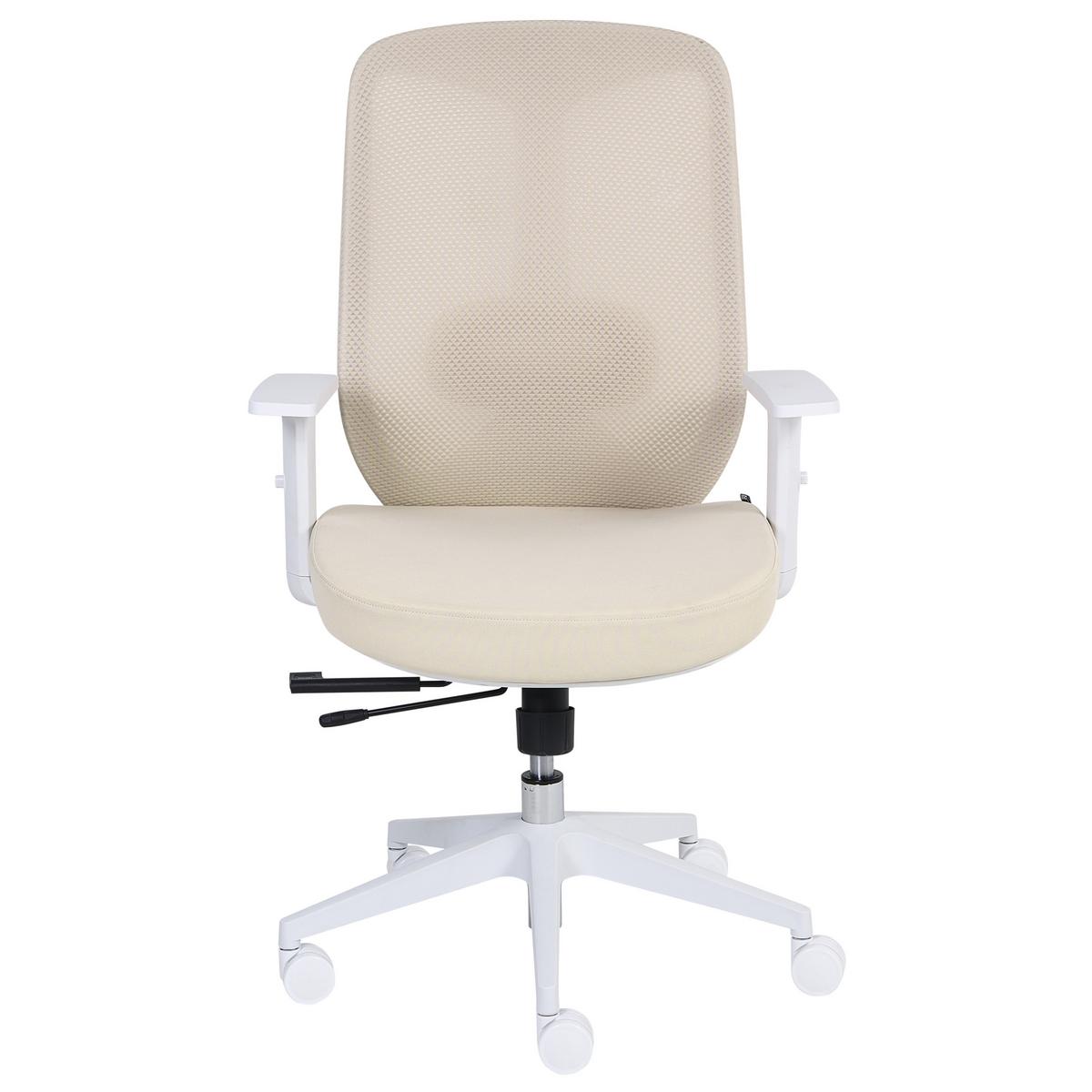 BÜROSTUHL Stoff Beige Zelar - Beige/Weiß, Textil (64/115/60cm) - Beliani