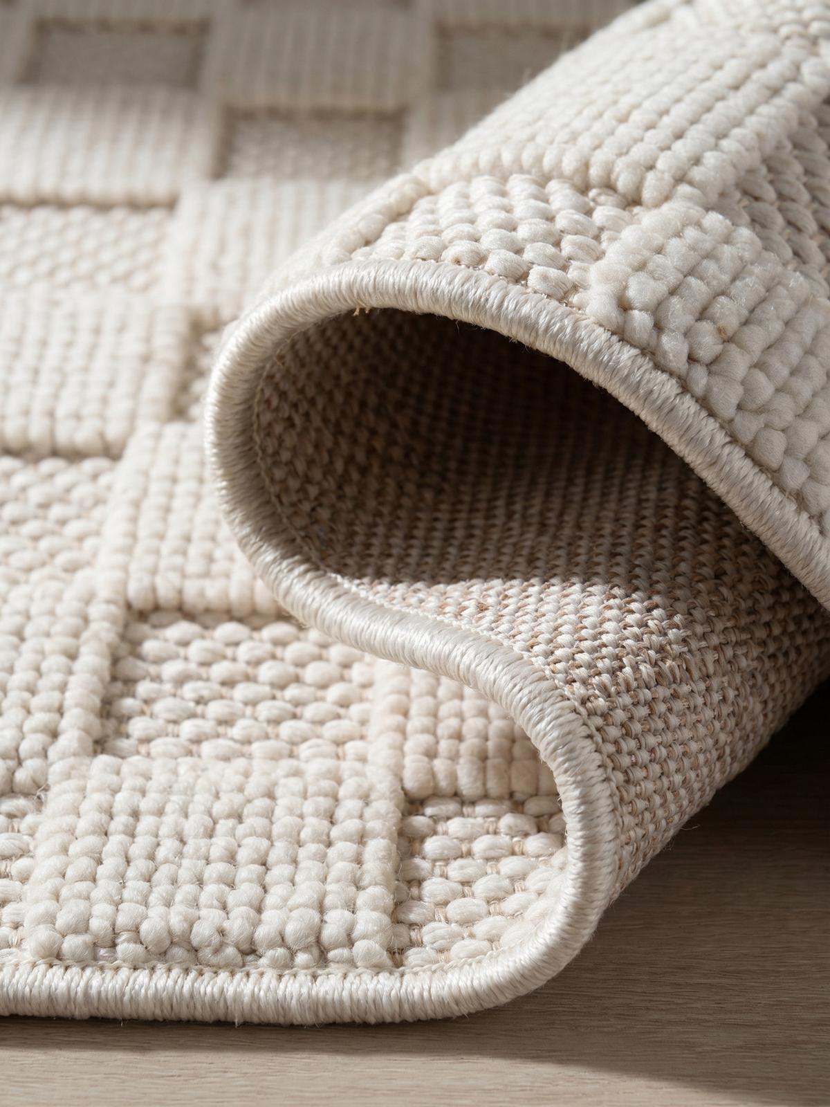 TEPPICH Flachgewebe LANGAU in Creme, mit Schachbrettmuster, 140 x 200 cm - Creme, Textil (140/200cm) - KADIMA DESIGN