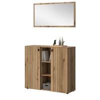 GARDEROBEN-SET Evoke Eiche 2-teilig 106 cm, Kombination mit Spiegel - Schwarz/Eiche Artisan, Glas/Holzwerkstoff (106/192/37cm) - Inn.Furn
