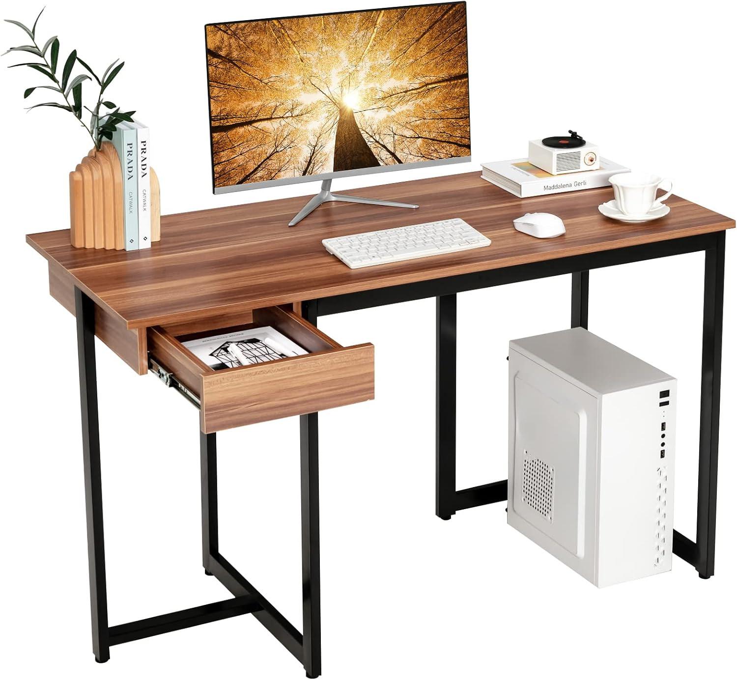 SCHREIBTISCH 75cm Braun - Braun, Holz (55/120/75cm) - COSTWAY