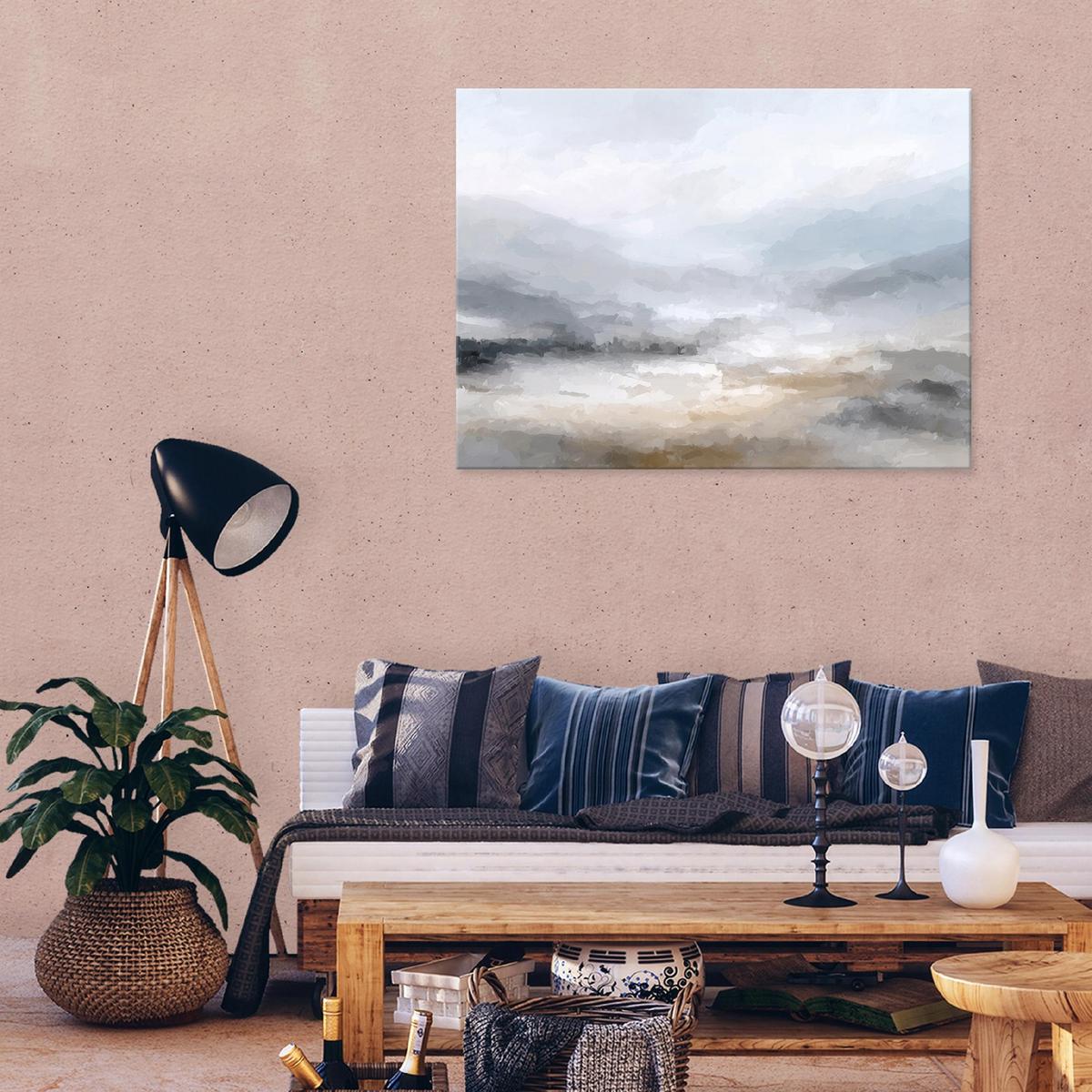 LEINWANDBILD Abstrakt Aquarell Grau 100x70 cm - Multicolor, Holzwerkstoff (100/70cm) - Wallarena