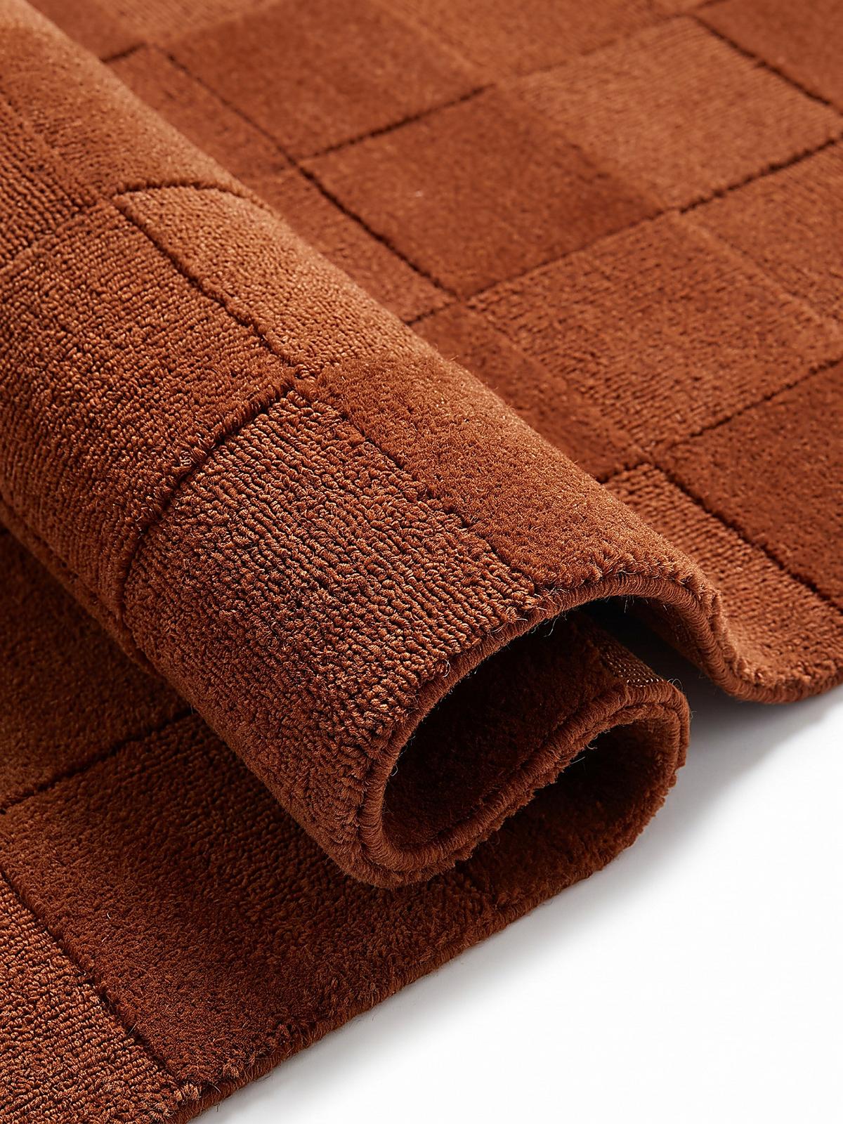 LÄUFER handgetuftet DEBEN, in Terrakotta, Schachbrettmuster, 60 x 230 cm - Orange, Textil (60/230cm) - KADIMA DESIGN