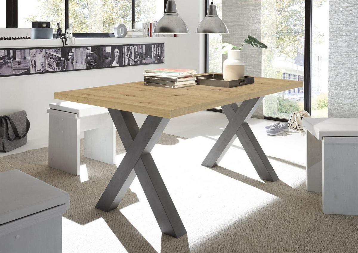 ESSTISCH ausziehbar Eike 3 140 x 90 x 75 Esszimmertisch Graphit/Asteiche - Eiche Artisan, Holz (140/90/75cm) - 58aufmkessel