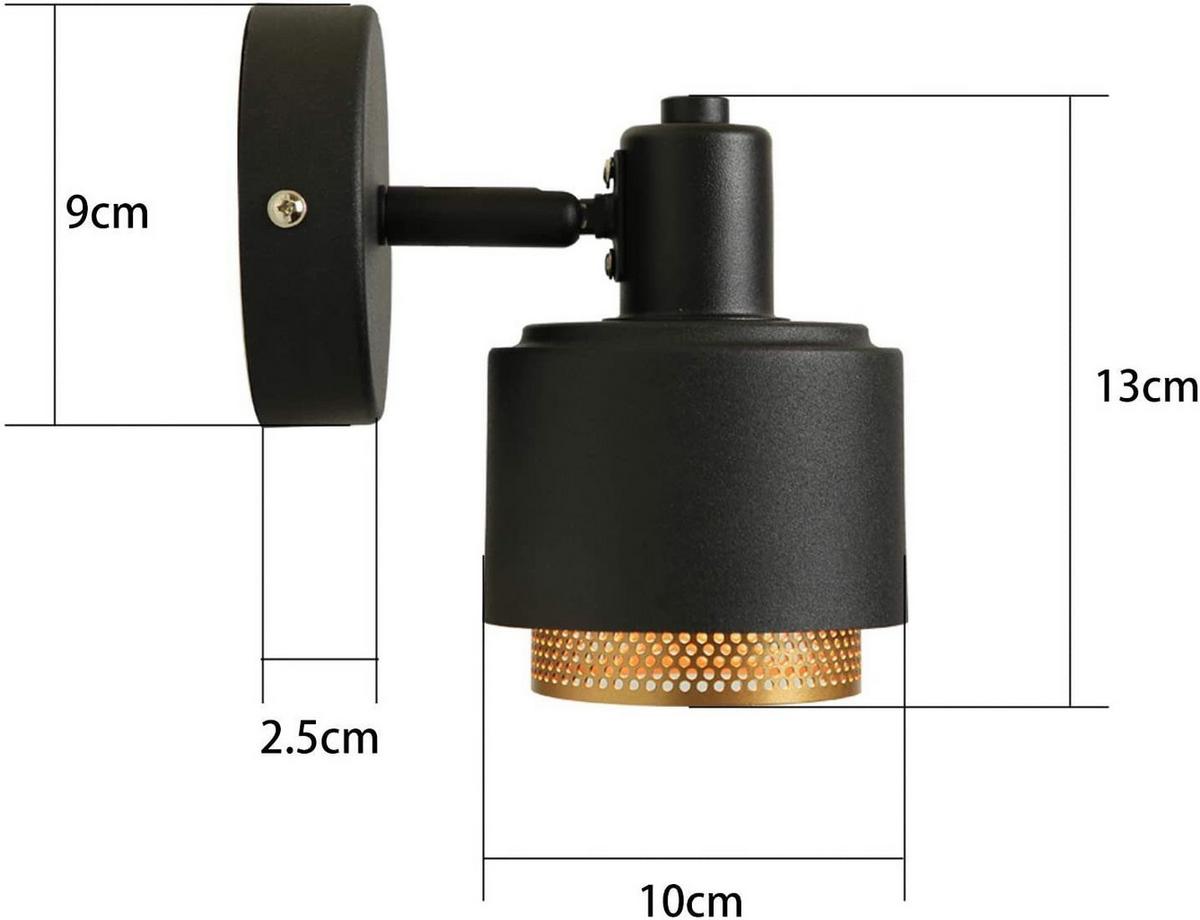 WANDLEUCHTE E14 Vintage 9/16.5/9 cm - Schwarz, Metall (9/16.5/9cm) - ZMH