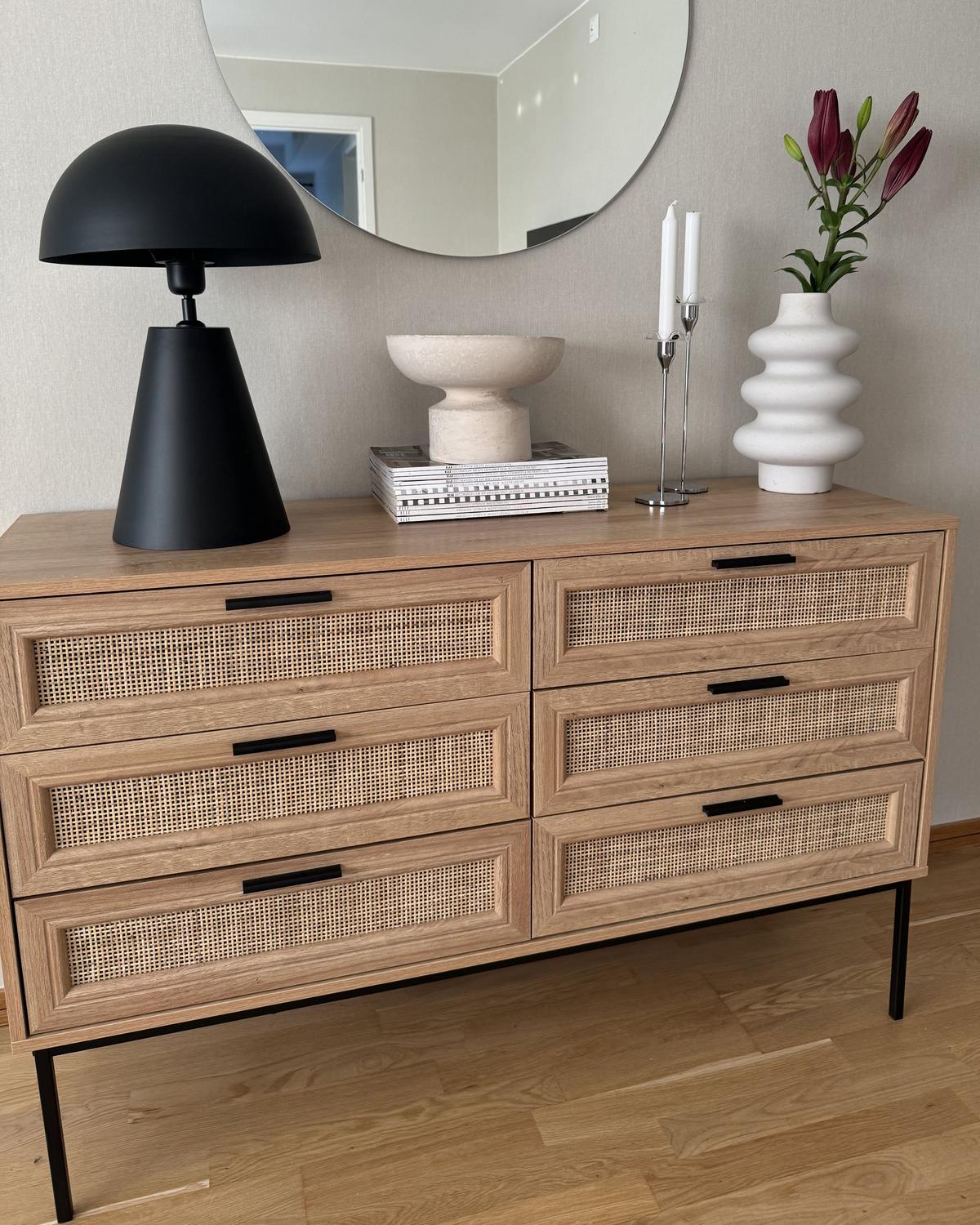 KOMMODE mit 6 Schubladen Hellbraun Pasco - Braun, Holzwerkstoff (120/77/40cm) - Beliani