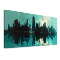 LEINWANDBILD Städte & Architektur 100x50cm - Türkis, Textil (100/50cm) - Feeby