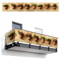 BALKON-SICHTSCHUTZ Blumentöpfe - Wand - Vintage Balkon Deko 500x75 cm - Terracotta, Kunststoff (500/75cm) - MuchoWow