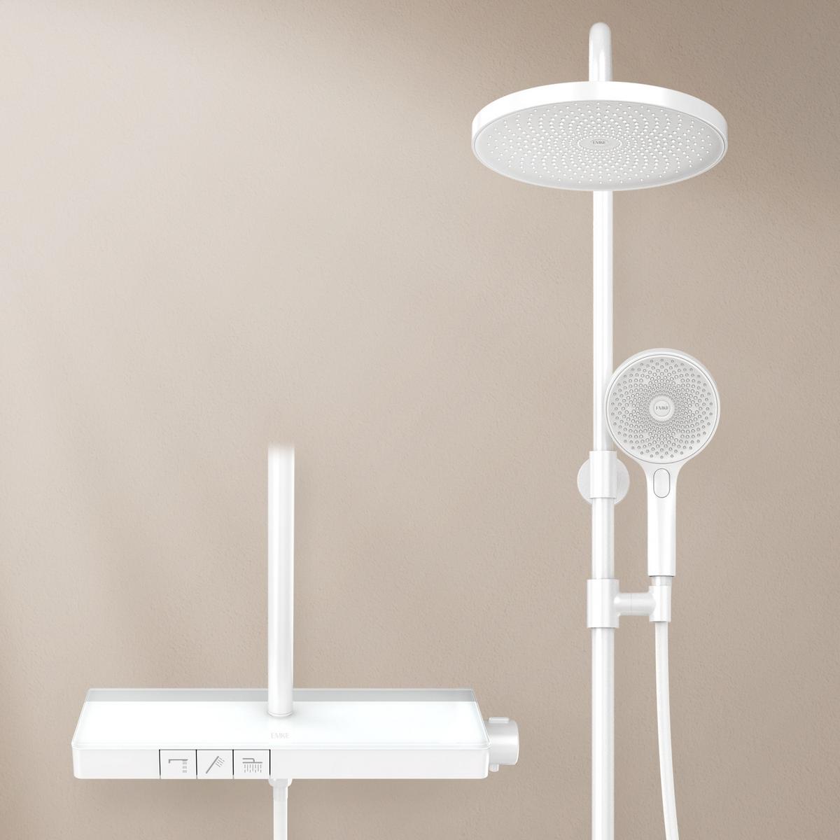 ÜBERKOPFBRAUSESET mit Thermostat Drei Wasserauslassmethoden Weiß - Weiß, Metall (49/106.8/13.5cm) - EMKE