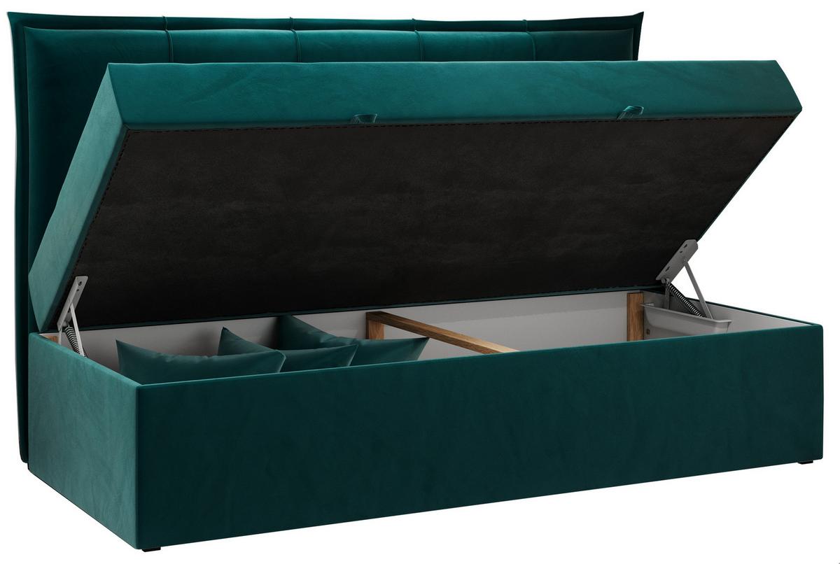 BOXBETT BANCO 90/200 Dunkelgrün Velvet - H3 - Dunkelgrün, Holz/Textil (90/200cm) - MKS