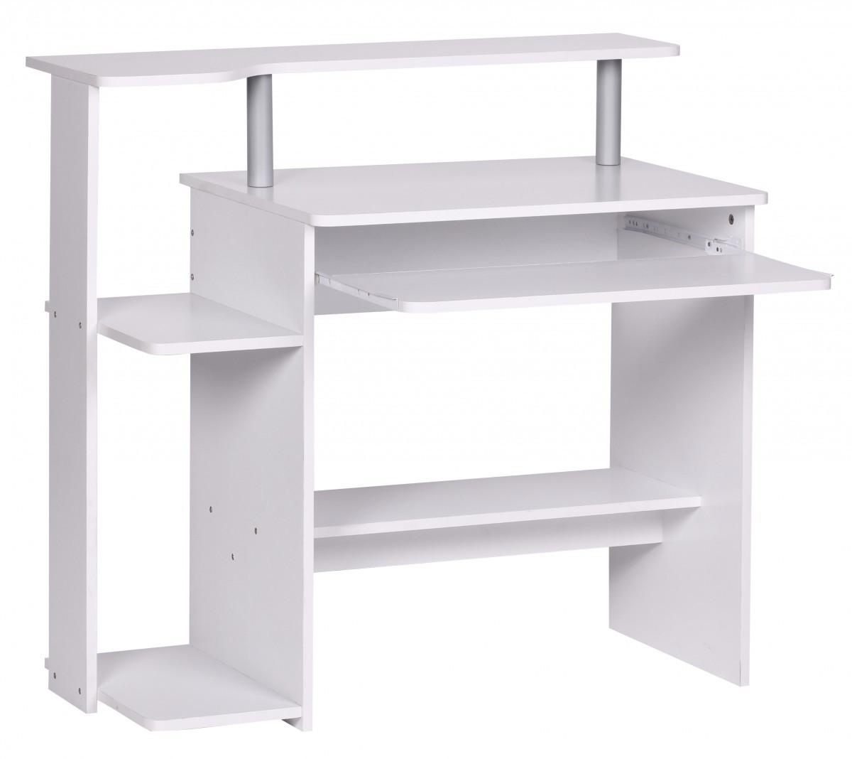 SCHREIBTISCH – Weiß, Tastaturauszug, Stauraum, zeitloses Design - Weiß, Holz (48/94/90cm) - KADIMA DESIGN