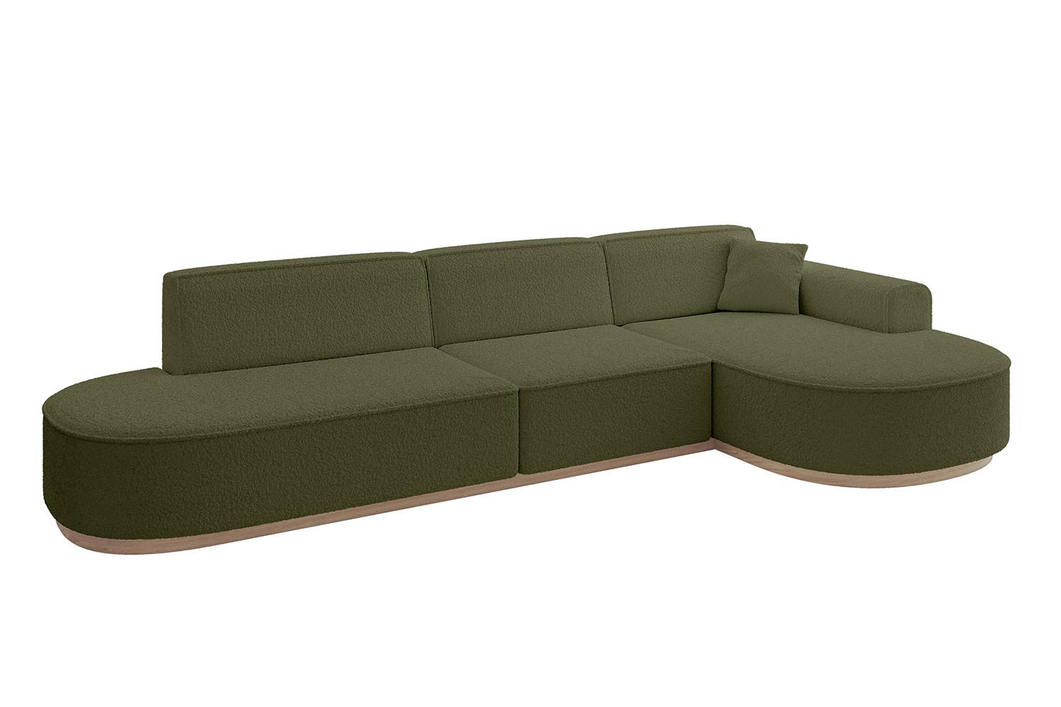ECKSOFA Ottomane Rechts MARI-L2-v1 - 328x171x83 cm Grün Bouclé - Grün, Holzwerkstoff/Textil (171/328cm) - ALTDECOR