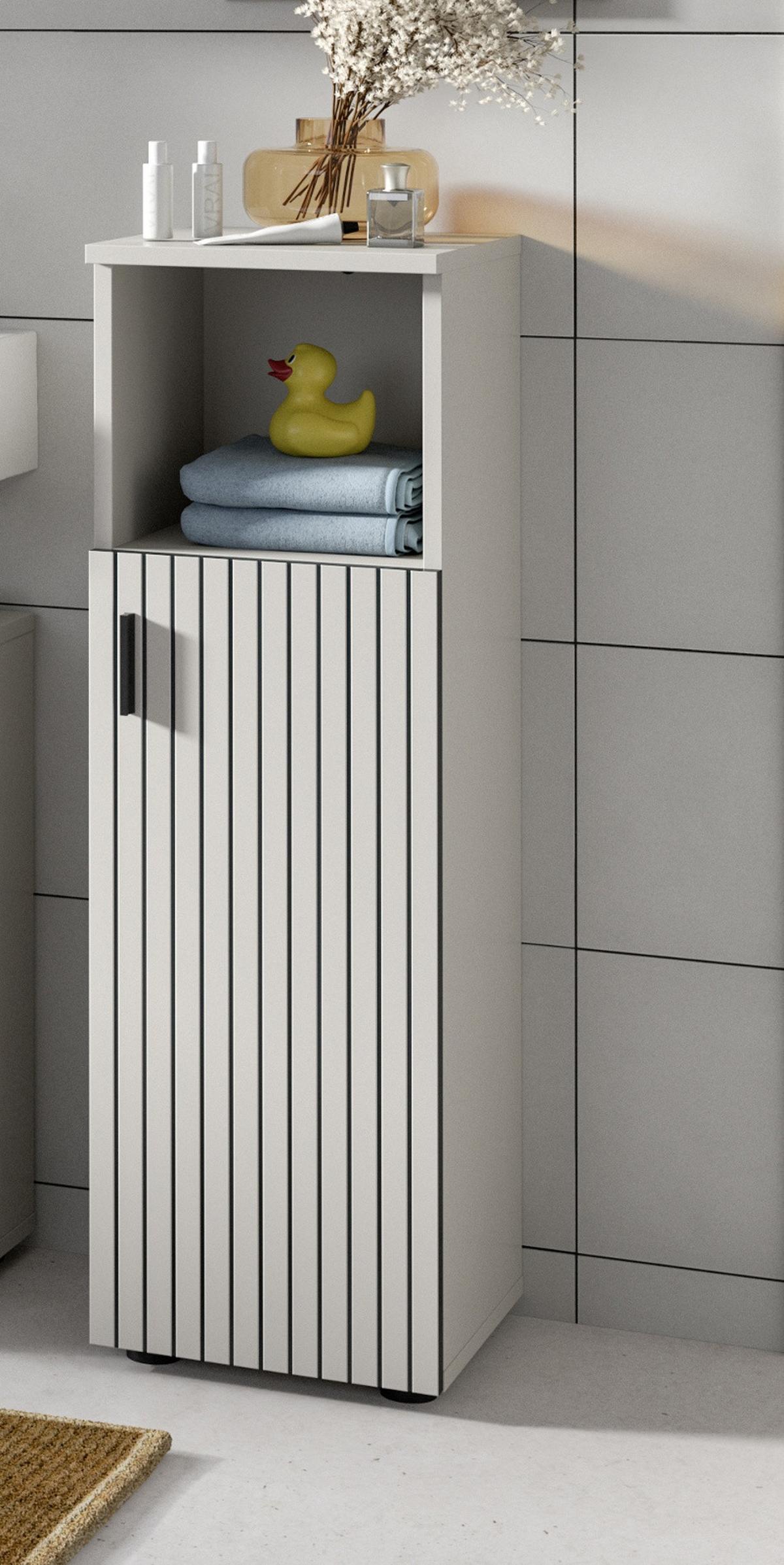 KOMMODE kaschmir 30 x 95 cm, Badschrank Türanschlag wechselbar - Kaschmir/Schwarz, Holzwerkstoff/Kunststoff (30/95/30cm) - Inn.Furn