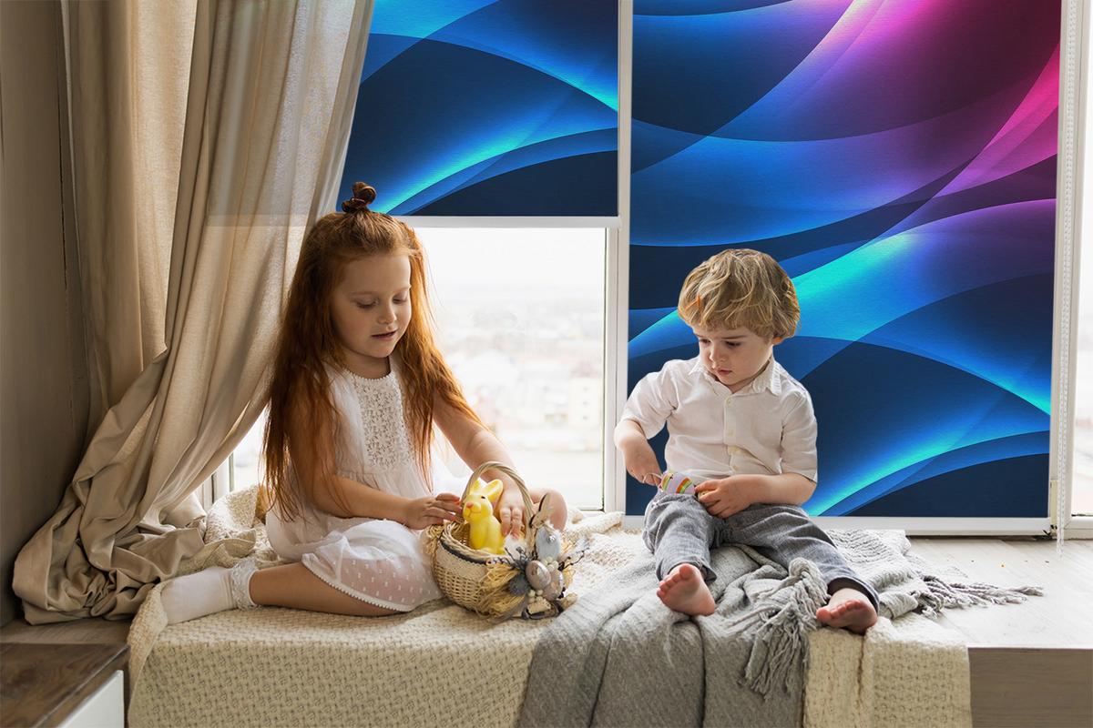 INNENROLLO - Fensterrollo - Rollo - 130x140 cm - Farbenfrohe Animation - Blau, Kunststoff (130/140/0.5cm) - TULUP