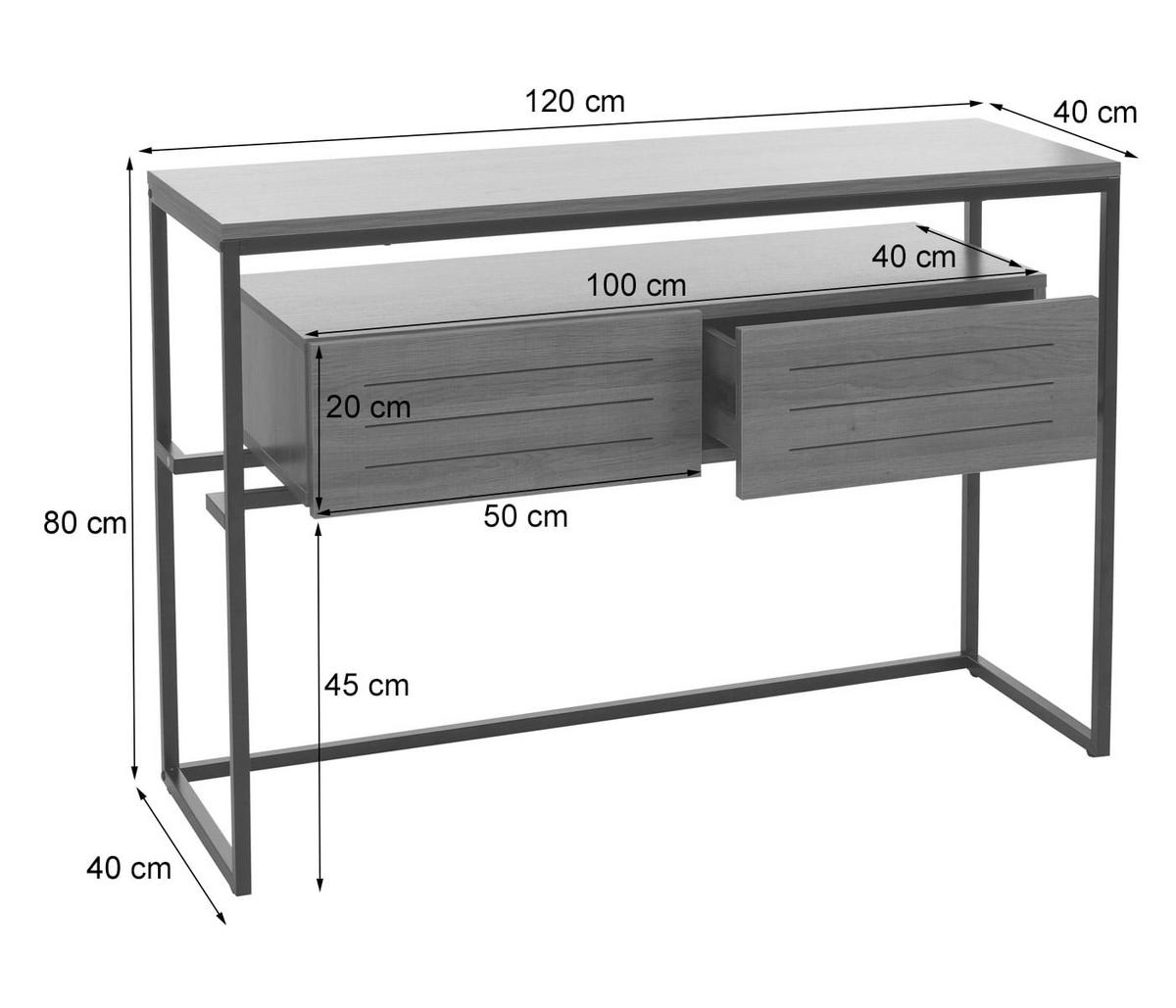 KONSOLENTISCH rechteck Walnuss Dekor - Walnussfarben, Holz (40/120/80cm) - MCW