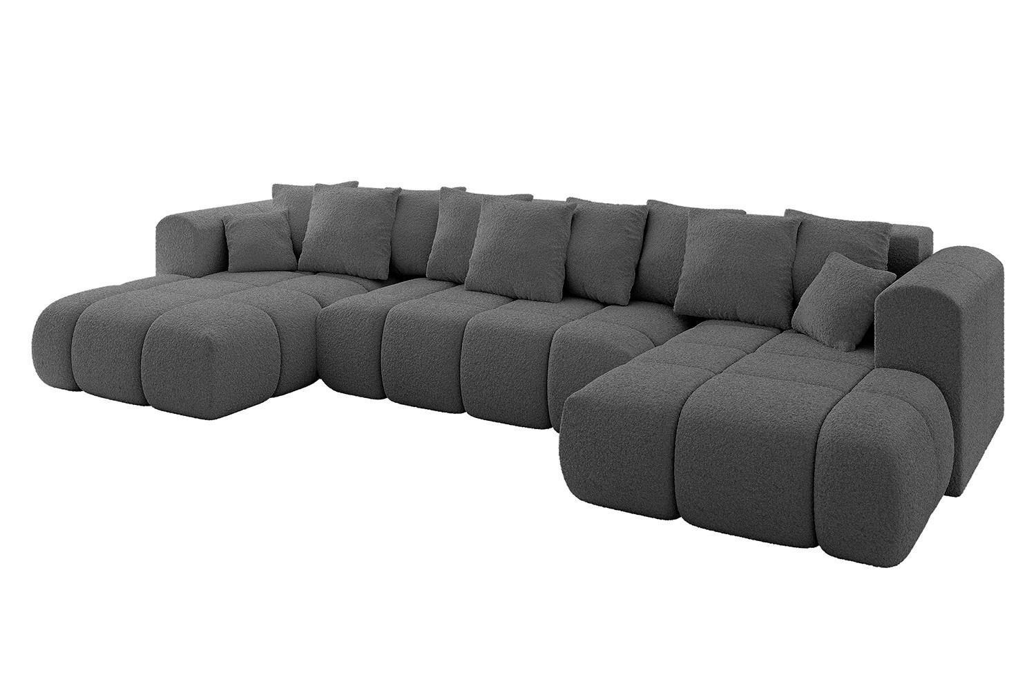 WOHNLANDSCHAFT CLOUD-U-v1 405x185x90 Grau Bouclé - Grau, Holzwerkstoff/Kunststoff (405/90/185cm) - ALTDECOR