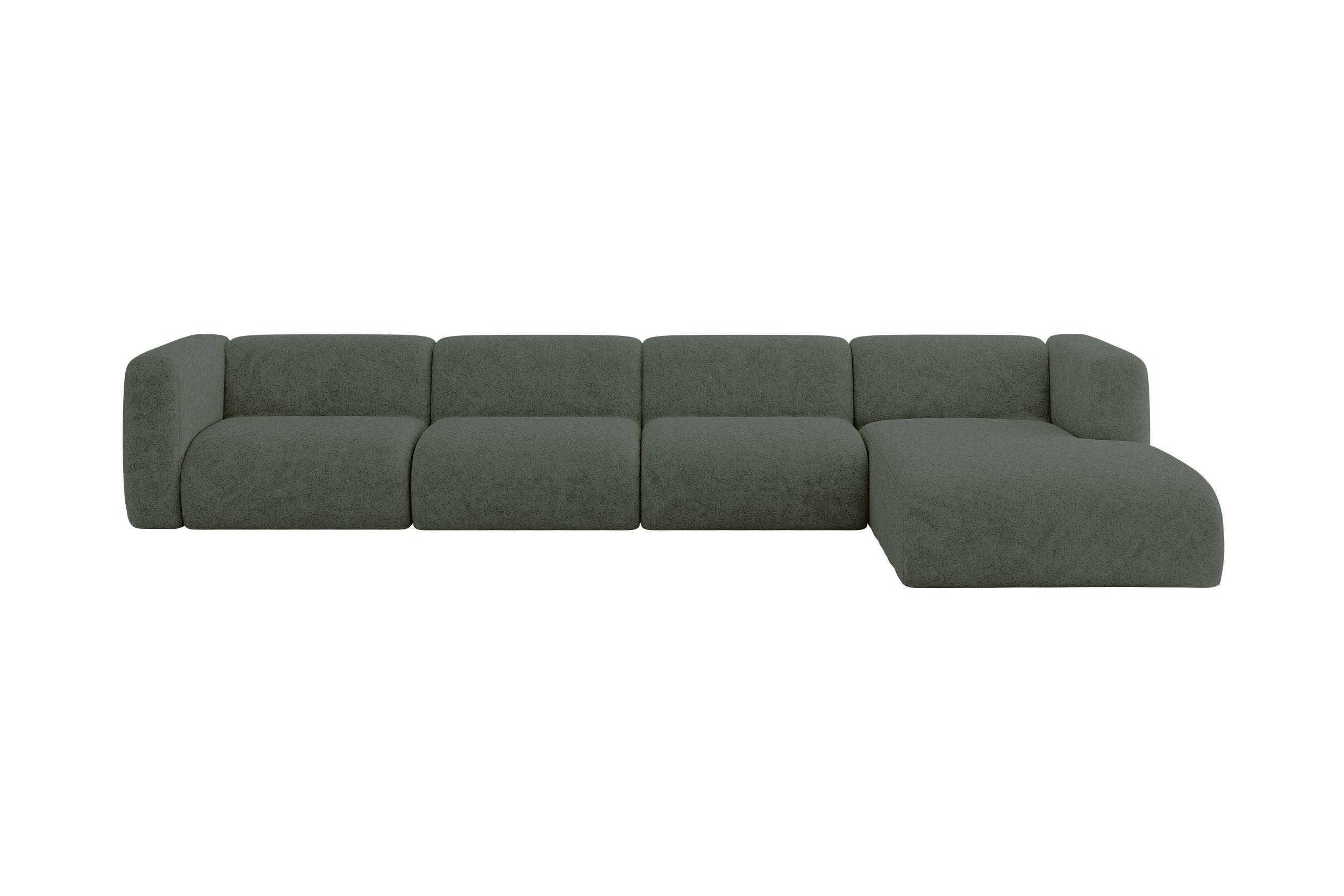 ECKSOFA Ottomane Rechts MIRA-L3 409x179x70 Grün Velours - Schwarz/Grün, Holzwerkstoff/Kunststoff (409/179cm) - ALTDECOR