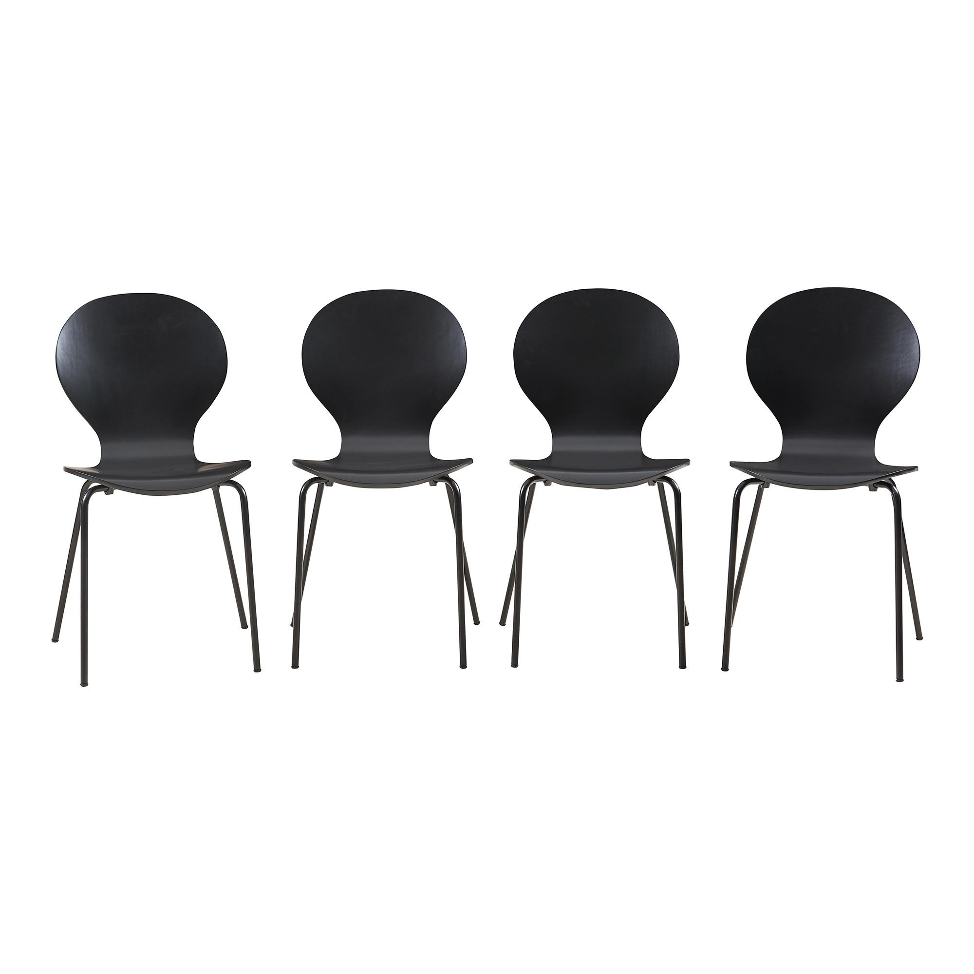 ESSZIMMERSTUHL-SET 4 TLG. Etne - Chromfarben/Schwarz, Holz/Metall (48/85/50cm) - [en.casa]