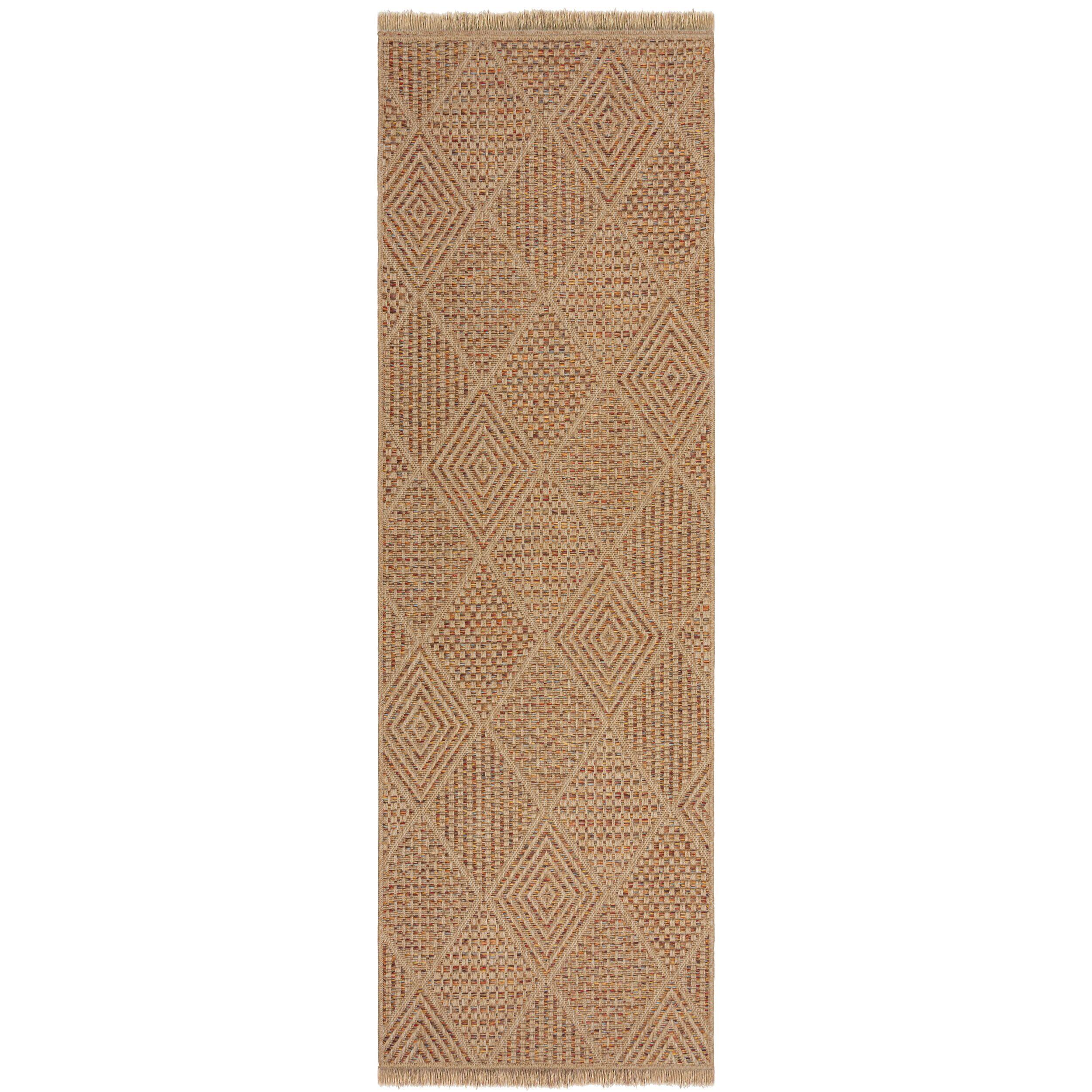 OUTDOORTEPPICH Waschbar CLYST, mit Rautenmuster, Natur-Terrakotta, 80 x 230 cm - Braun, Textil (80/230cm) - KADIMA DESIGN