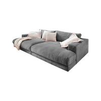 BIG SOFA XL MADELINE Grau Cord - Schwarz/Grau, Kunststoff/Textil (290/85/190cm) - KAWOLA