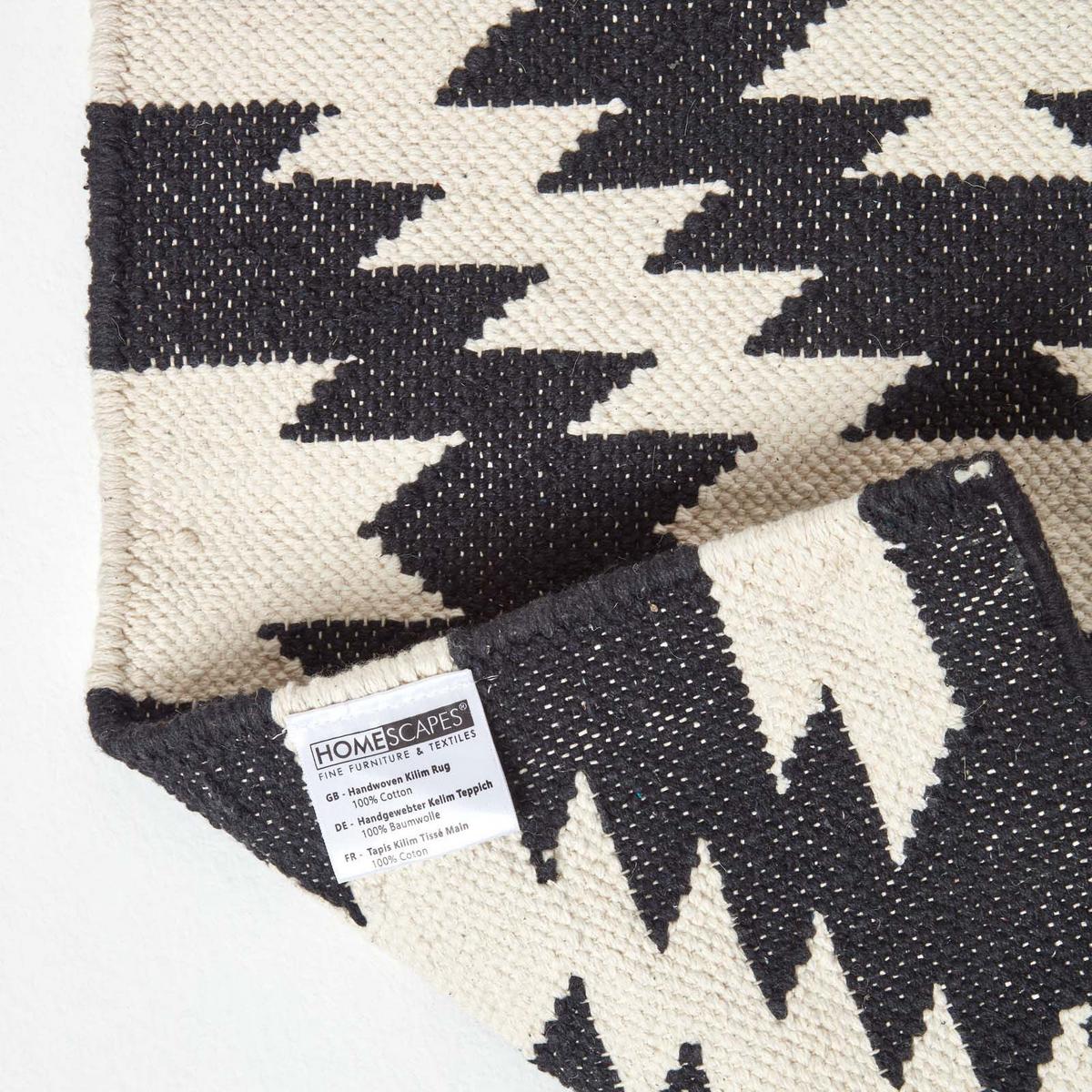 KELIM-TEPPICHLÄUFER Zürich handgewebt 66/200 cm - Schwarz, Textil (66/200cm) - Homescapes