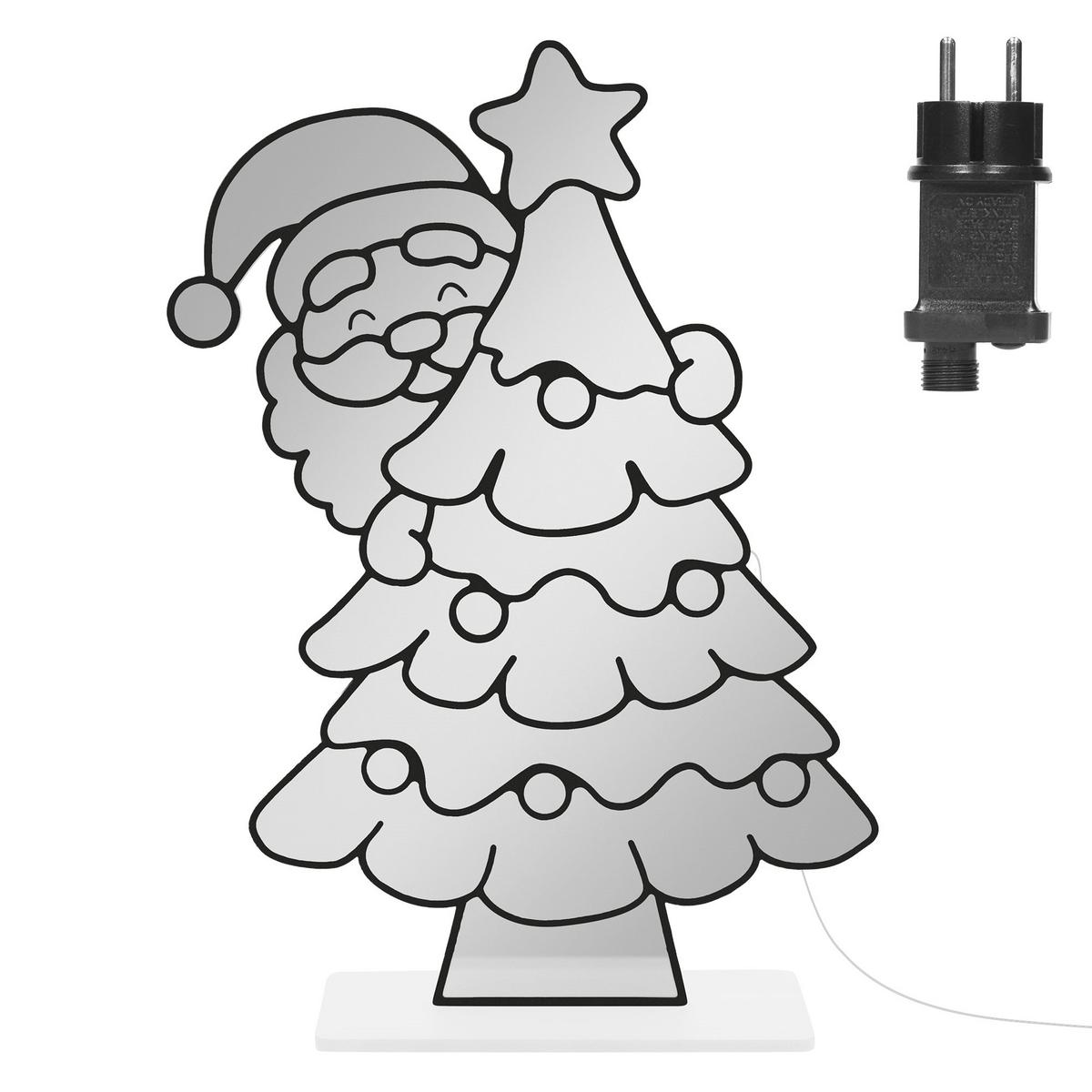 WEIHNACHTSDEKO Weihnachtsbaum mit Weihnachtsmann LED Infinity Mirror 3D-Effekt mit Lichterkette 58x80 cm Innen - Multicolor, Kunststoff (58/80/18cm) - ECD-Germany