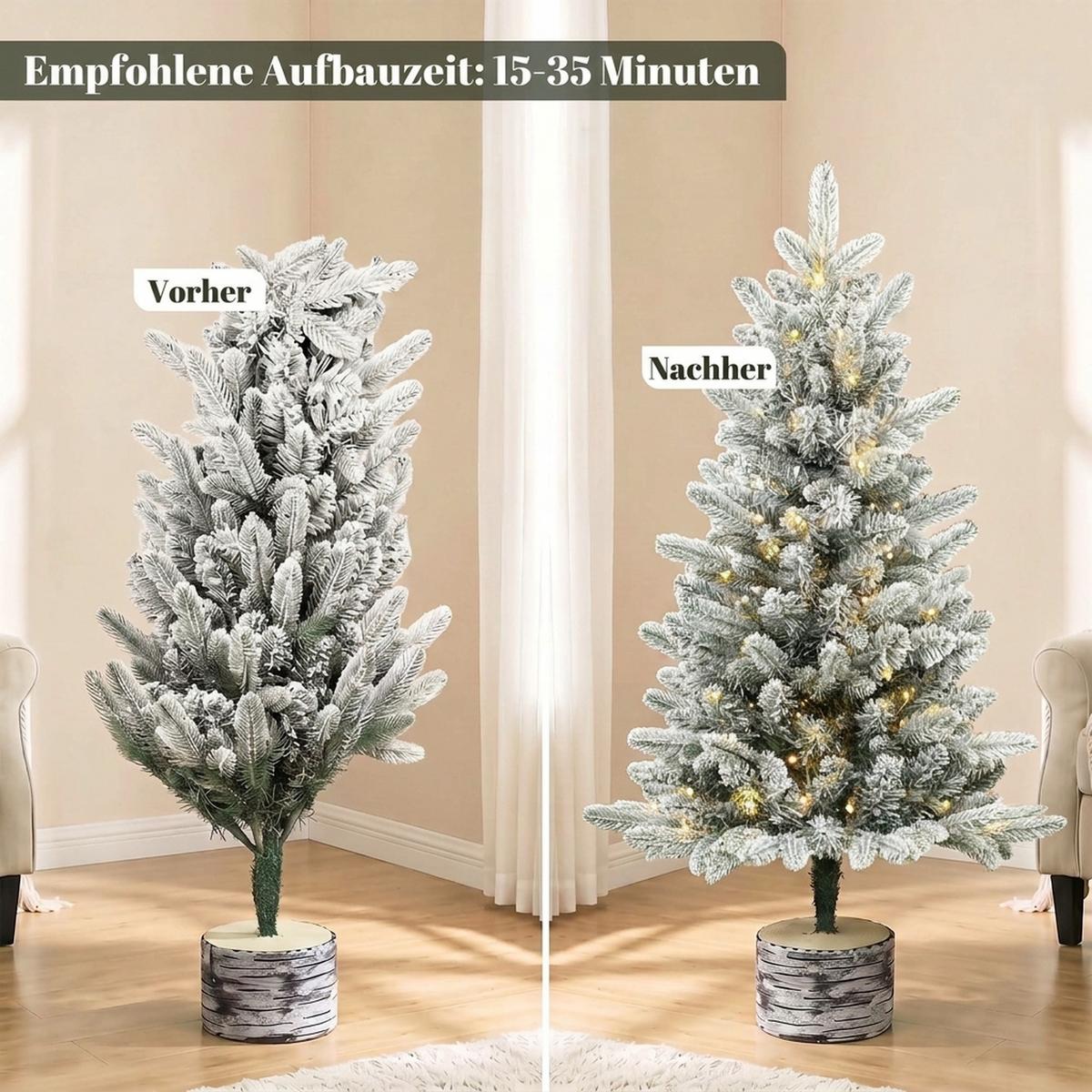 WEIHNACHTSBAUM-MIT-LICHT PE Metall Weiß - Weiß, Kunststoff (90cm) - HOMCOM