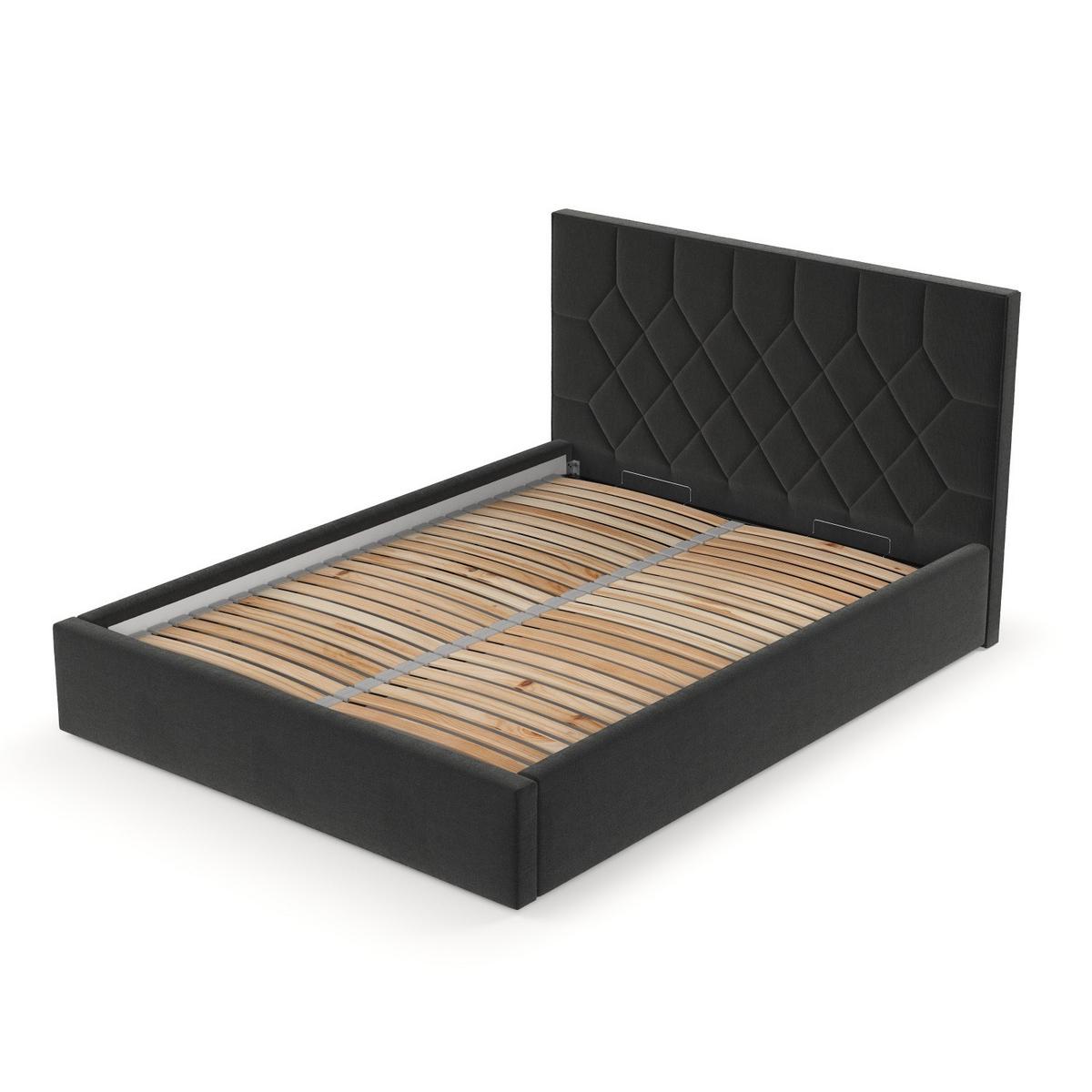 POLSTERBETT Brisa 160/200 cm Schwarz im Asti Stoff - Schwarz/Naturfarben, Holz/Holzwerkstoff (160/200cm) - AltaBeds