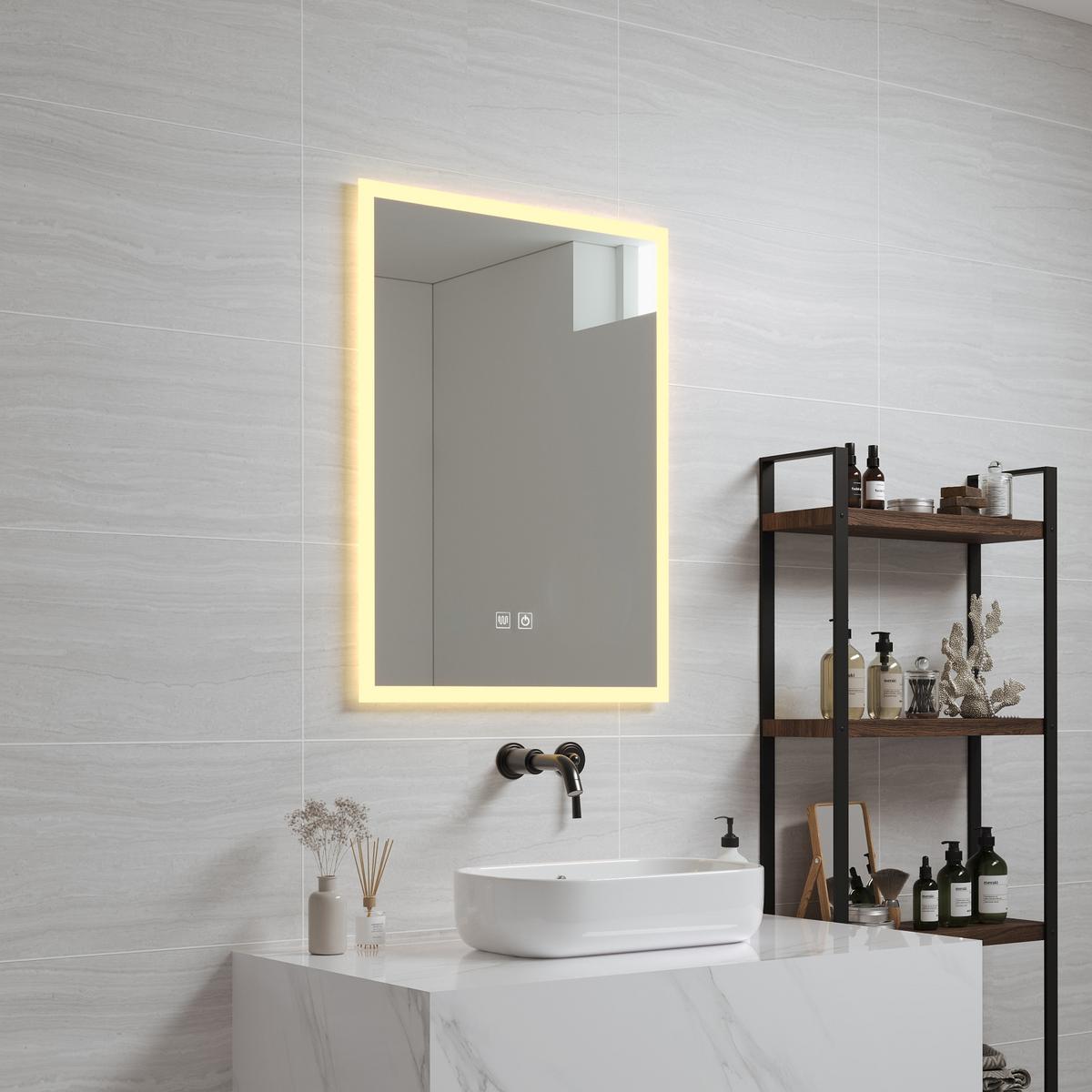 BADEZIMMERSPIEGEL Scafa - Weiß, Glas/Metall (45/60/3cm) - pro.tec