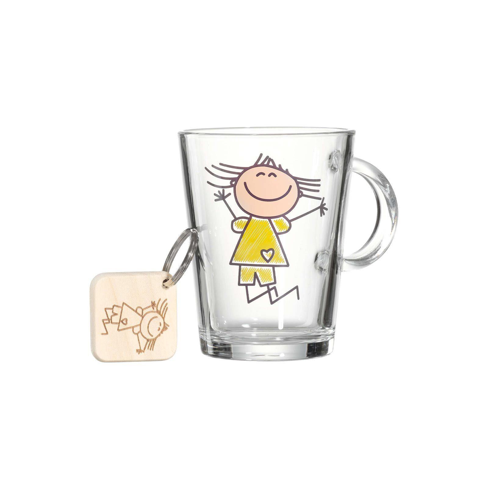 KINDERBECHER MIT SCHLÜSSELANHÄNGER Best Friends Gelb 290 ml - Gelb, Glas (0.29L) - Ritzenhoff Breker