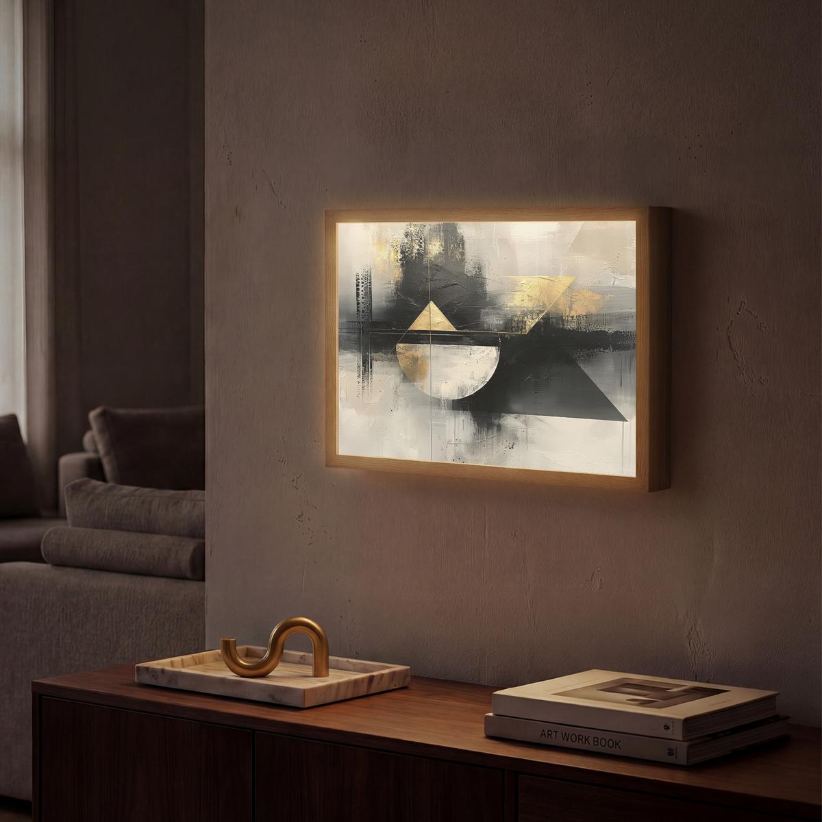 WANDLEUCHTE MIT AKKU Abstrakt - Schwarz - Farbe - Modern 40x30 cm - Grau, Holzwerkstoff (40/30/8cm) - OnlyWow