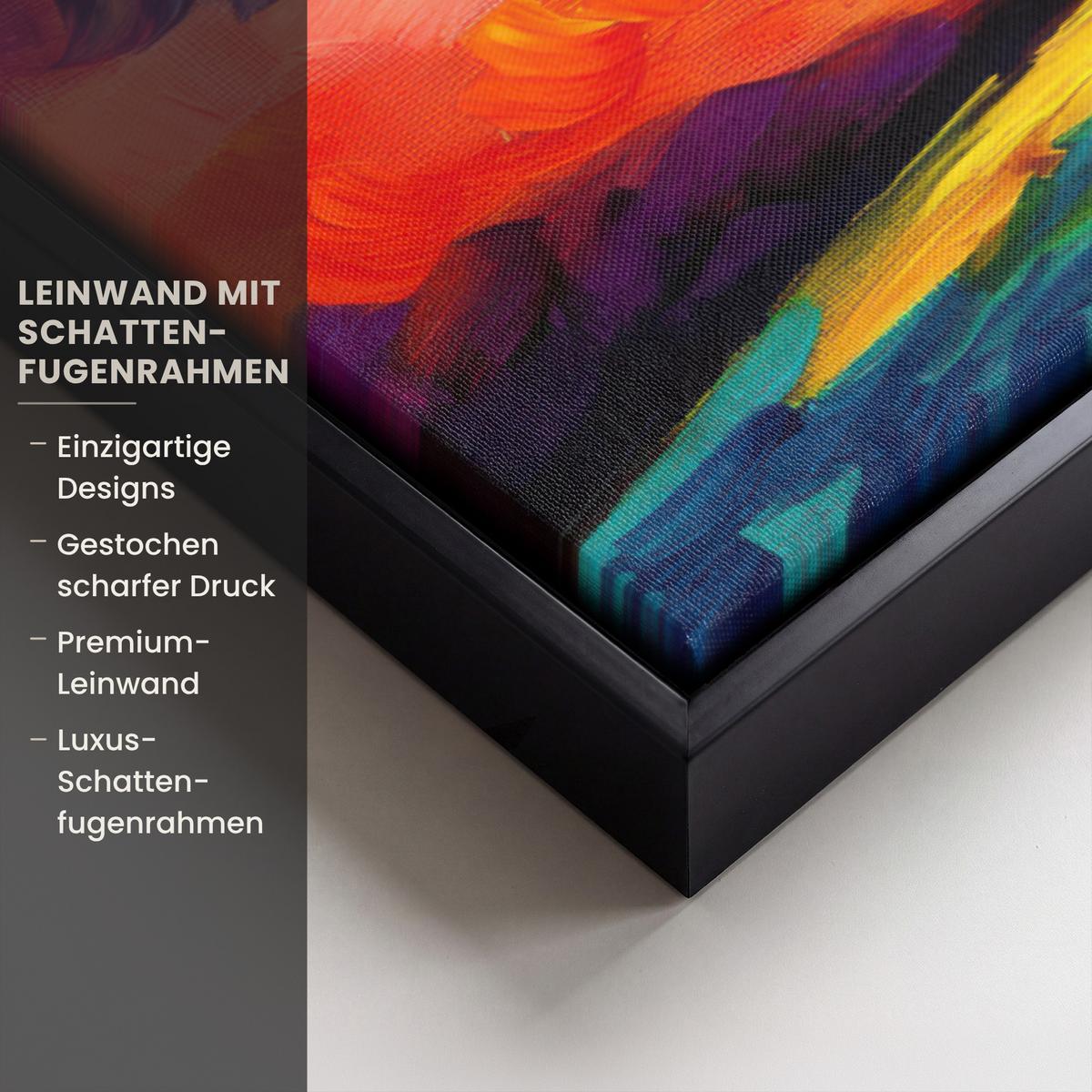 LEINWAND Bilder mit Rahmen - Baum - Kunst - Natur - Sonnenuntergang - 60x40 - Multicolor, Textil (60/40cm) - MuchoWow
