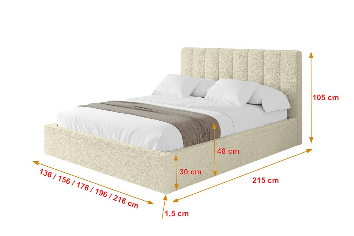 POLSTERBETT mit Bettkasten und Lattenrost, Boxbett ohne Matratze - STERA 160x200 Beige - Hellbraun, Holzwerkstoff/Textil (160/200cm) - ALTDECOR