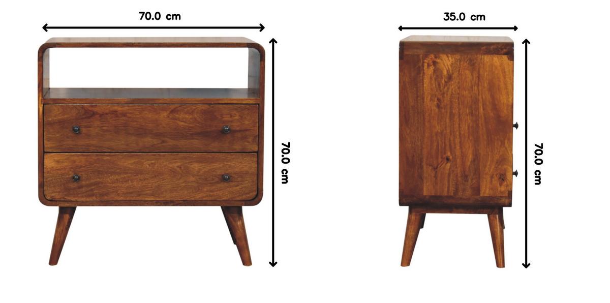 KONSOLE mit abgerundeten Kanten im nordischen Stil, Braun - Messingfarben/Braun, Mangoholz/Holz (70/70/35cm) - Artisan Furniture