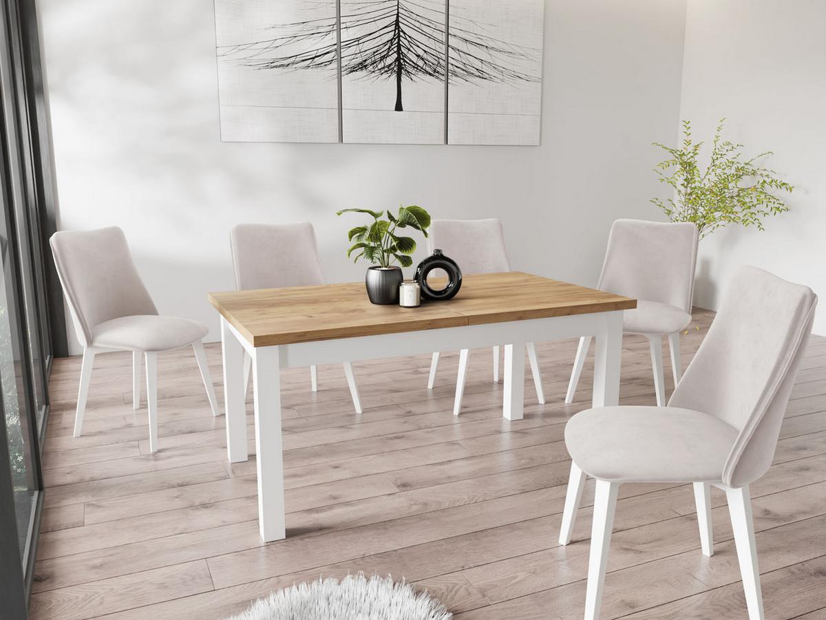 ESSTISCH Molly rechteckig ausziehbar, Wotan Eiche 120-160/67/75 cm - Eiche Wotan/Weiß, Holz/Holzwerkstoff (67/160/75cm) - WFL GROUP