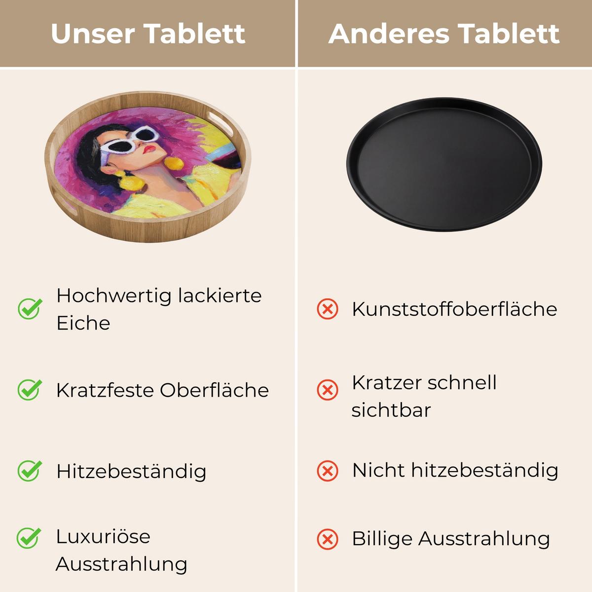 TABLETT Frau - Hut - Lila - Wein 40x40 cm - Gelb, Holz (40/5/5cm) - OnlyWow