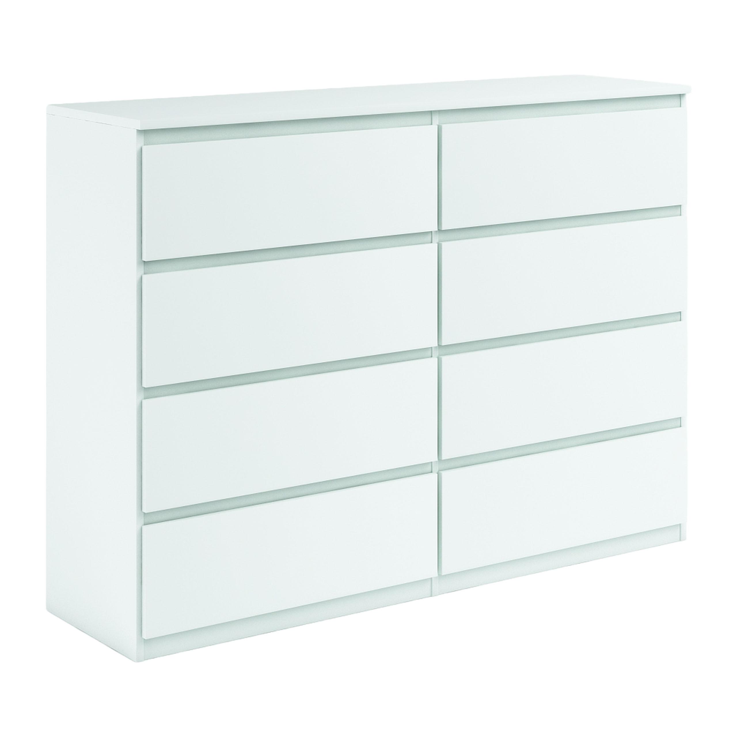 KOMMODE NUDO 120/101,5/39cm mit 8 Schubladen Türen Weiß - Weiß, Holzwerkstoff (120/101.5/39cm) - MASSENO
