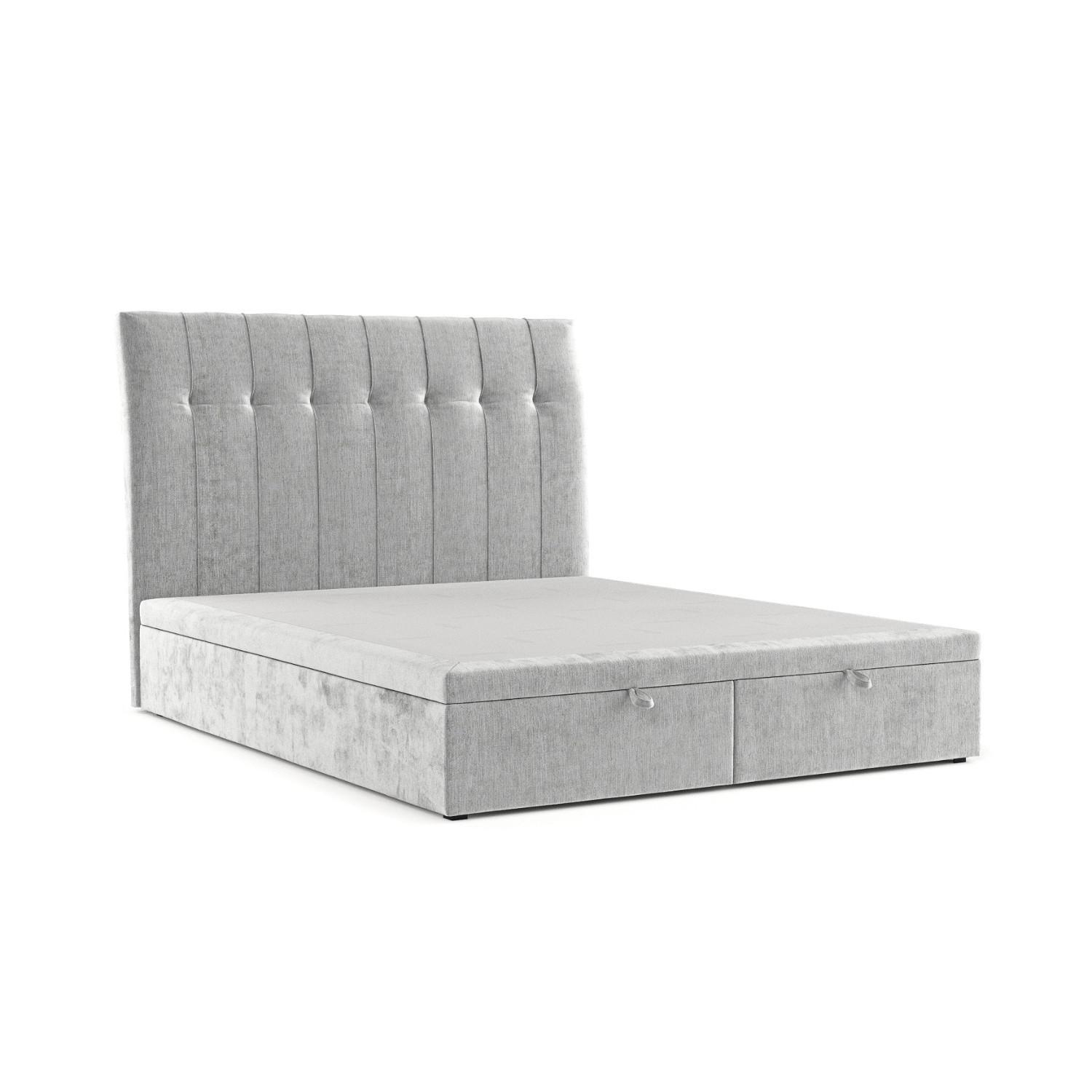 POLSTERBETT Kelsea mit Stauraum 120/200 cm Hellgrau im Lotta Stoff - Hellgrau/Schwarz, Holz/Holzwerkstoff (120/200cm) - AltaBeds