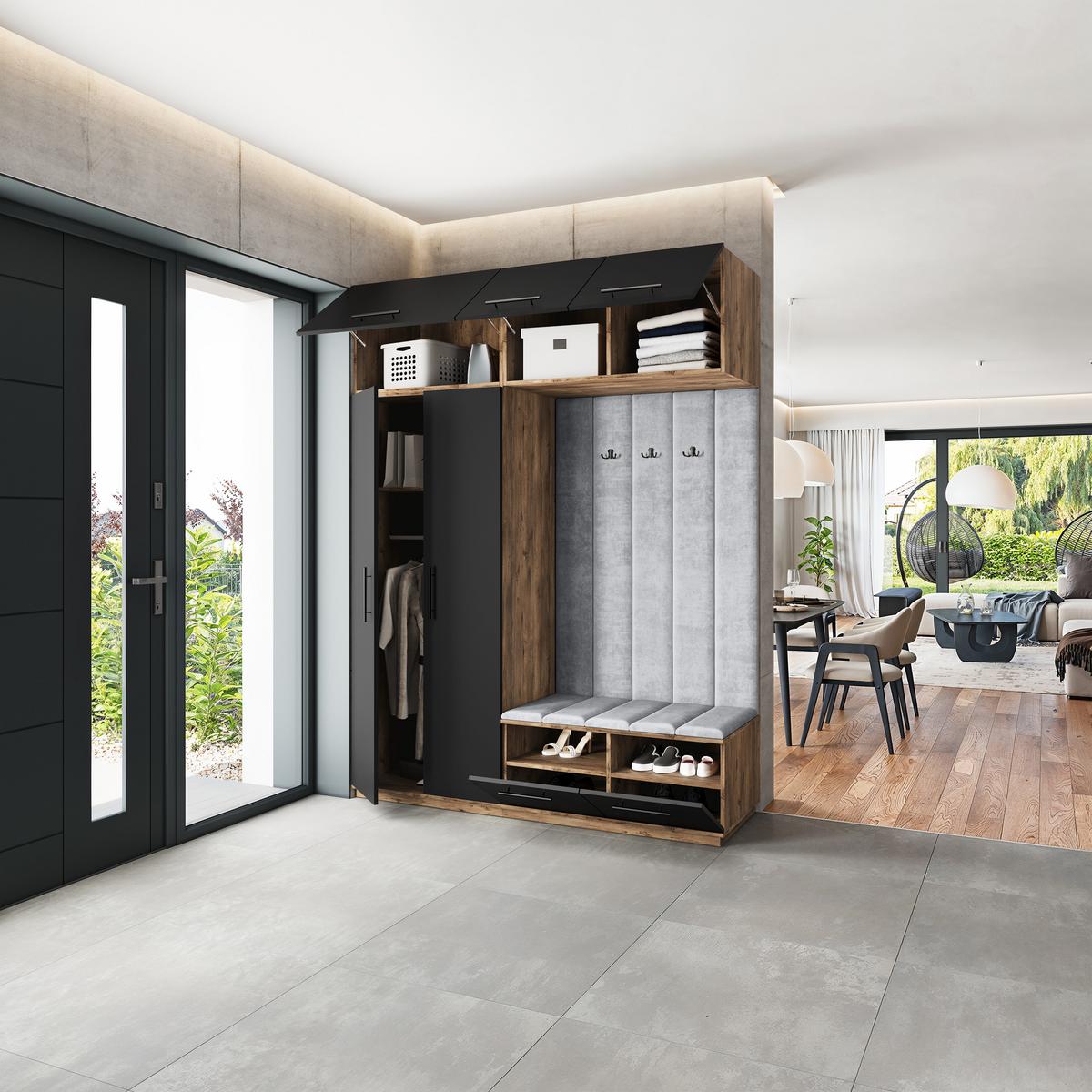 GARDEROBENSCHRANK REMA 180/240/60 cm Modern Eichefarben - Eichefarben/Hellgrau, Holzwerkstoff (180/240/60cm) - MASSENO
